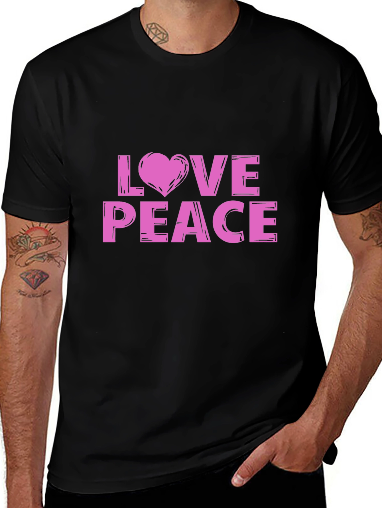 Black Love & Peace Black Graphic Tee main image