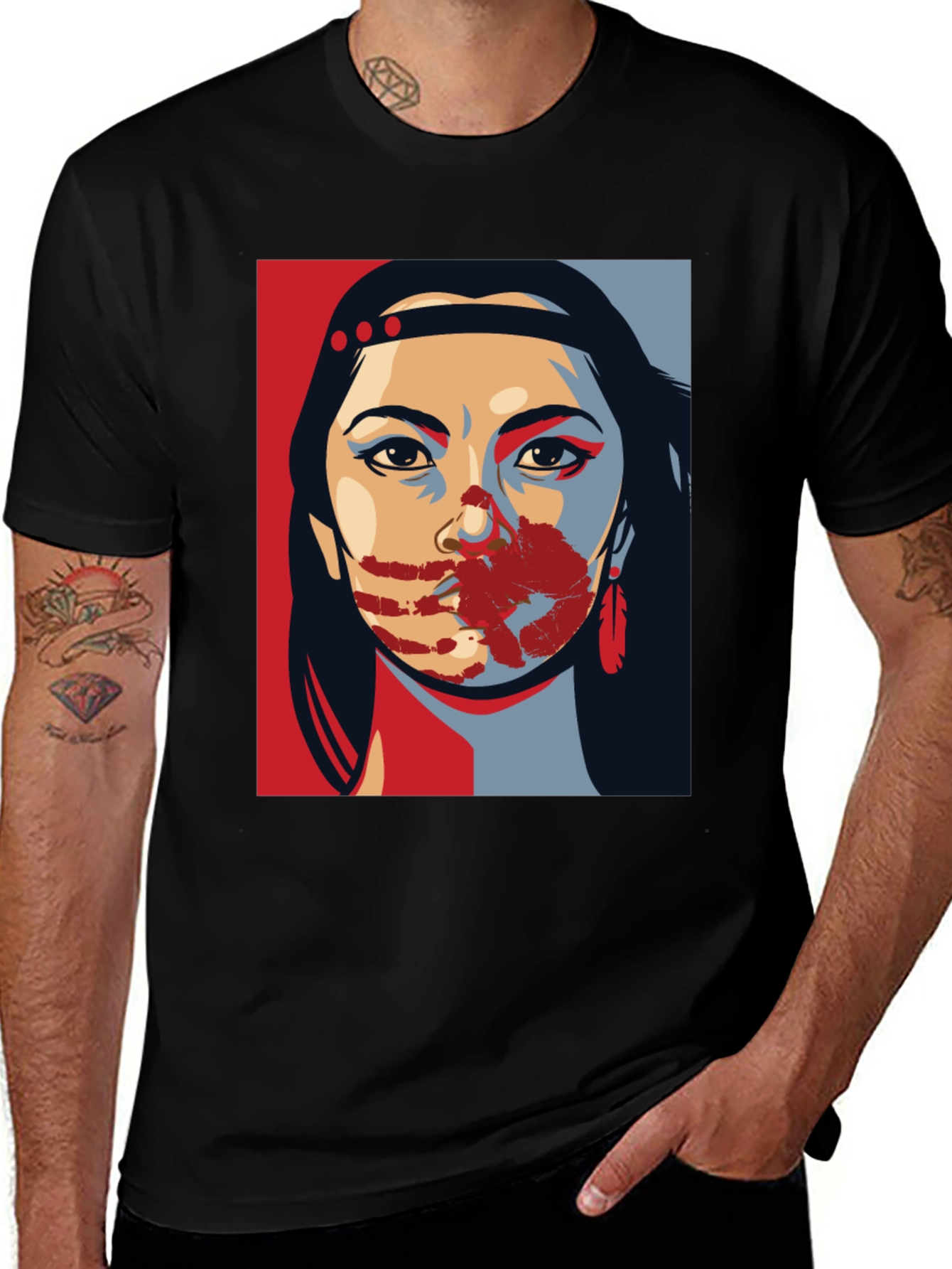 Variant 22 of Native American Woman Portrait Black T-Shirt