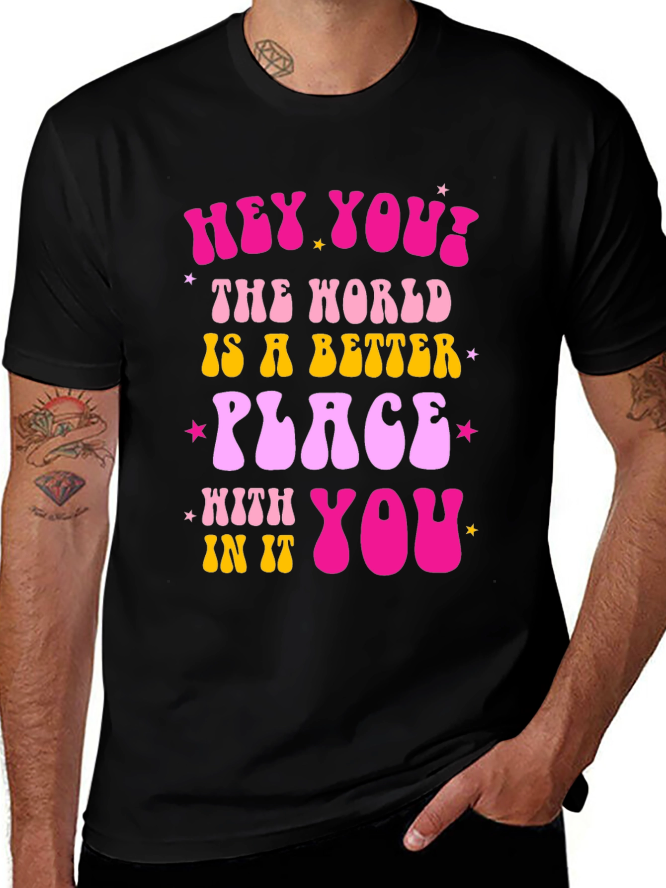 Variant 30 of Hey You! Graphic Tee - Positive Vibes Shirt