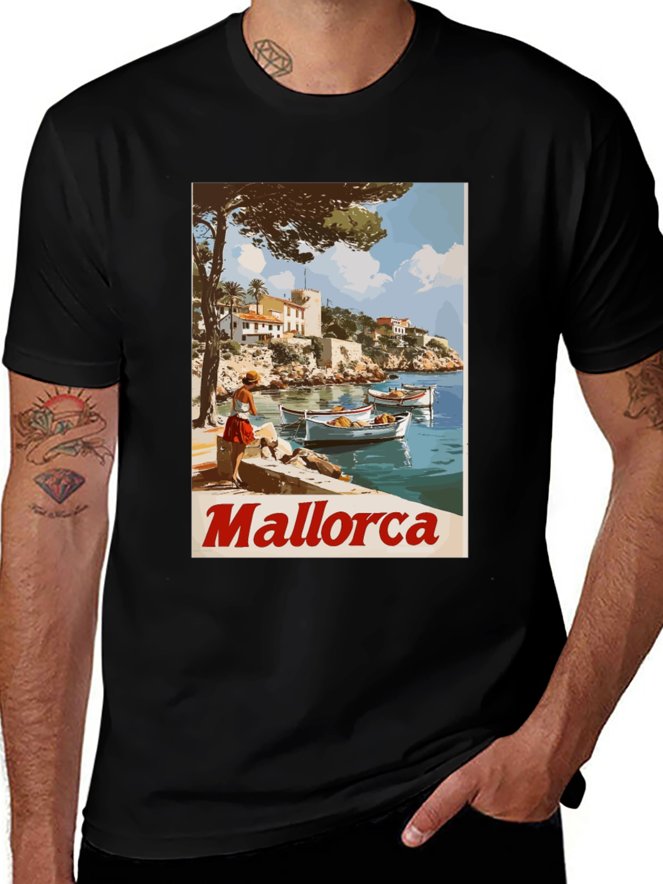Black Mallorca Vintage Travel T-Shirt main image