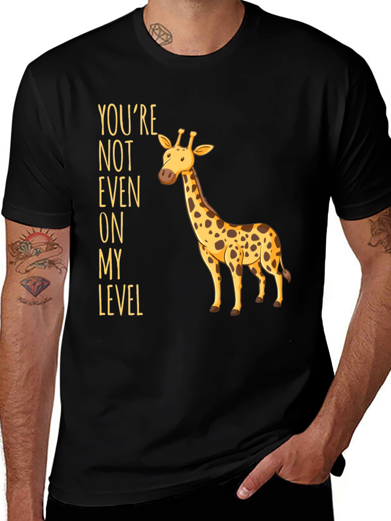 Variant 27 of Giraffe Humor T-Shirt - You're Not Even On My Level