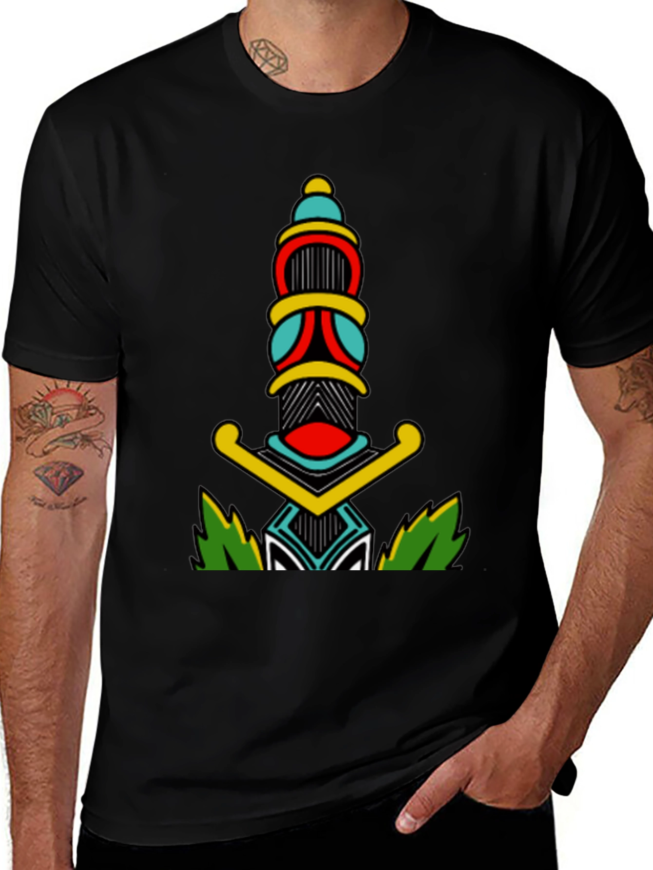 Variant 24 of Black T-Shirt with Dagger Graphic