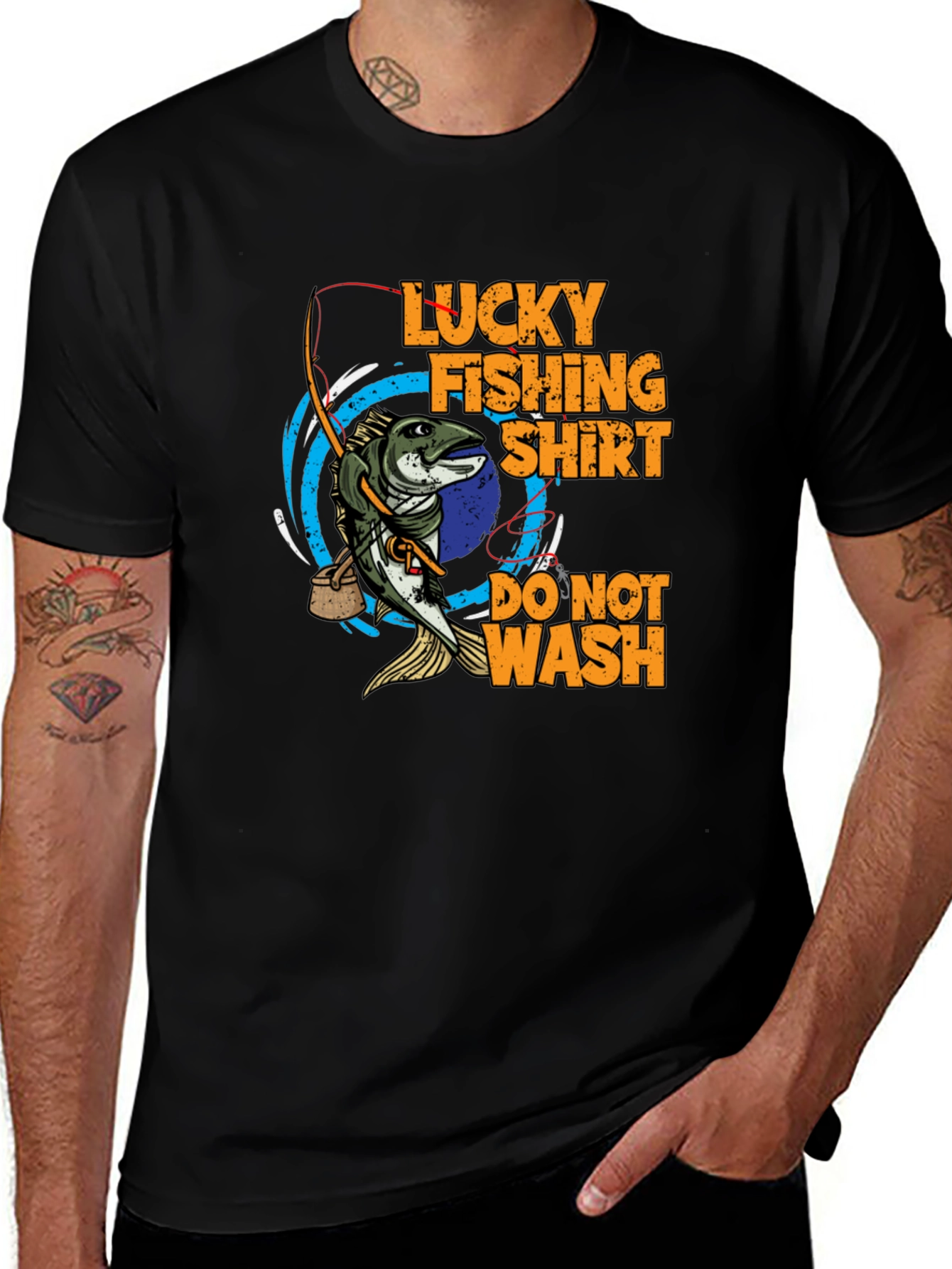 Black Lucky Fishing Shirt - Do Not Wash Tee main image