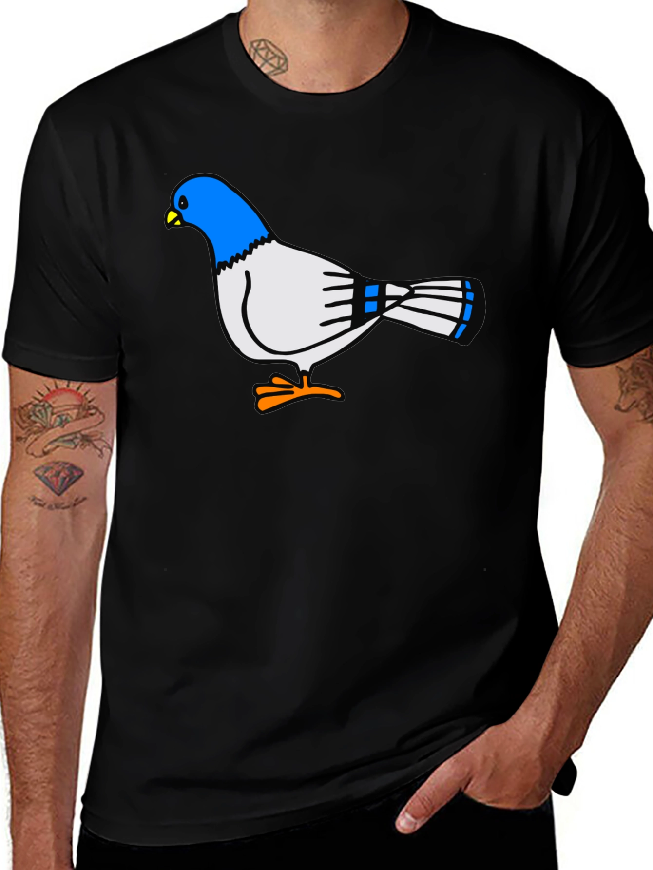 Variant 17 of Pigeon Graphic T-Shirt - Black Short Sleeve Tee