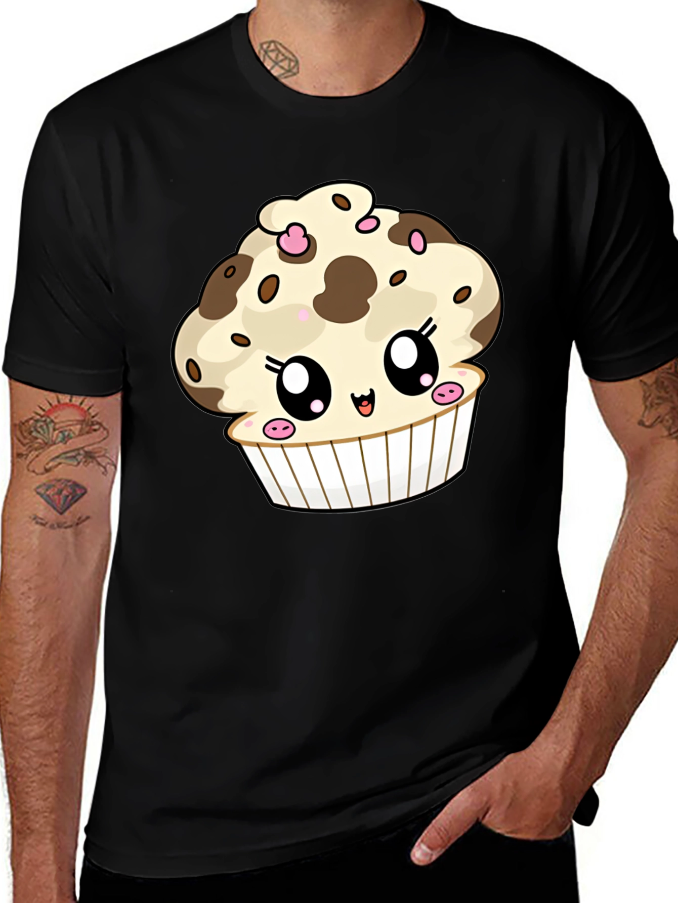 Variant 21 of Cute Cupcake Graphic T-Shirt - Black