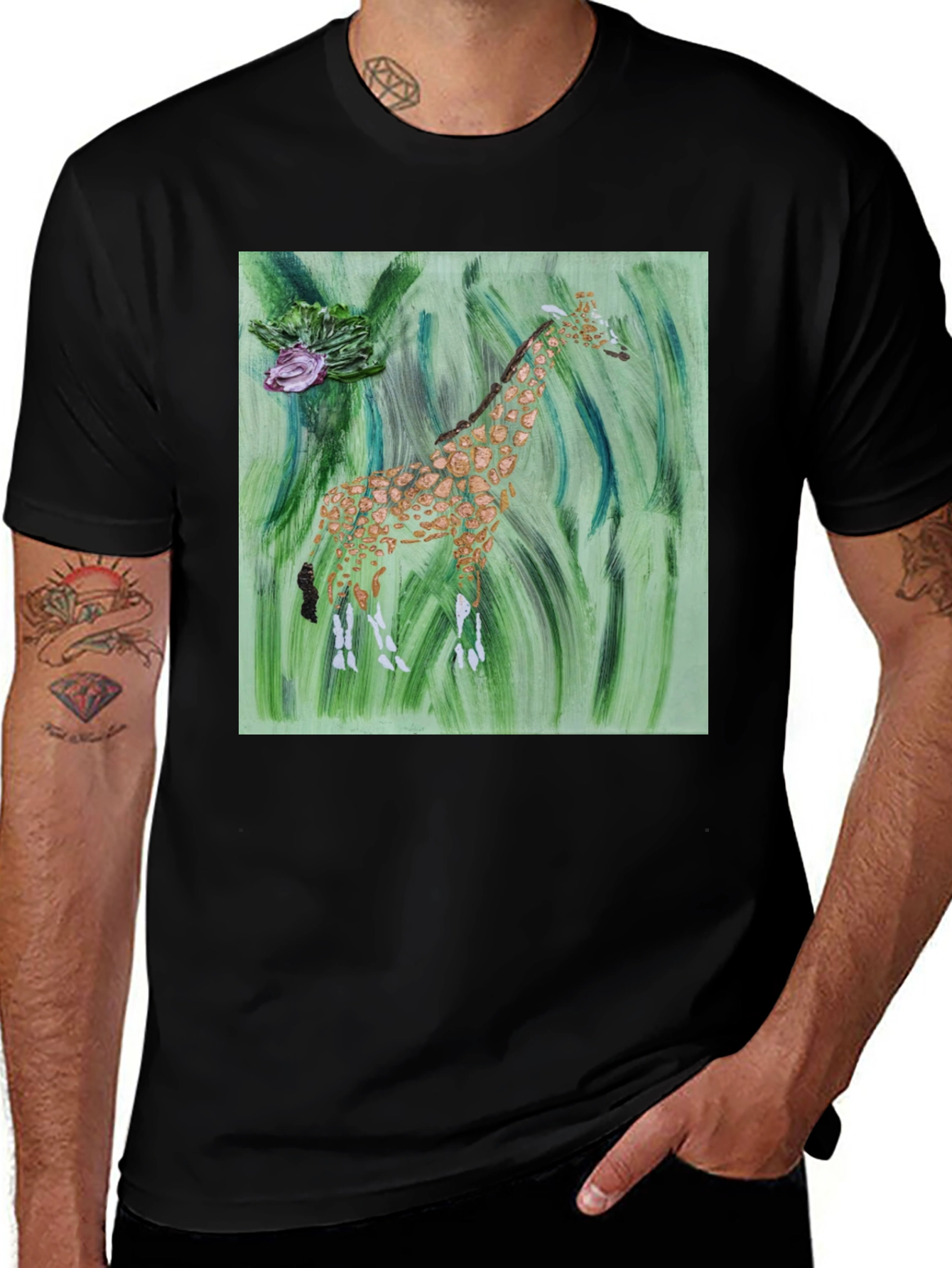 Variant 7 of Giraffe Meadow Art T-Shirt - Soft Cotton Tee