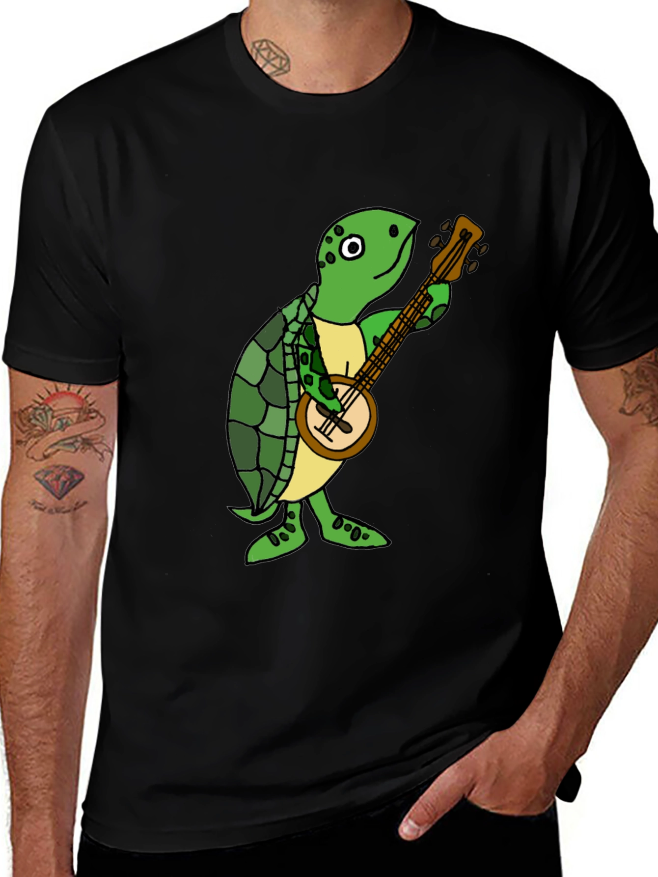 Black Turtle Banjo Player T-Shirt main image