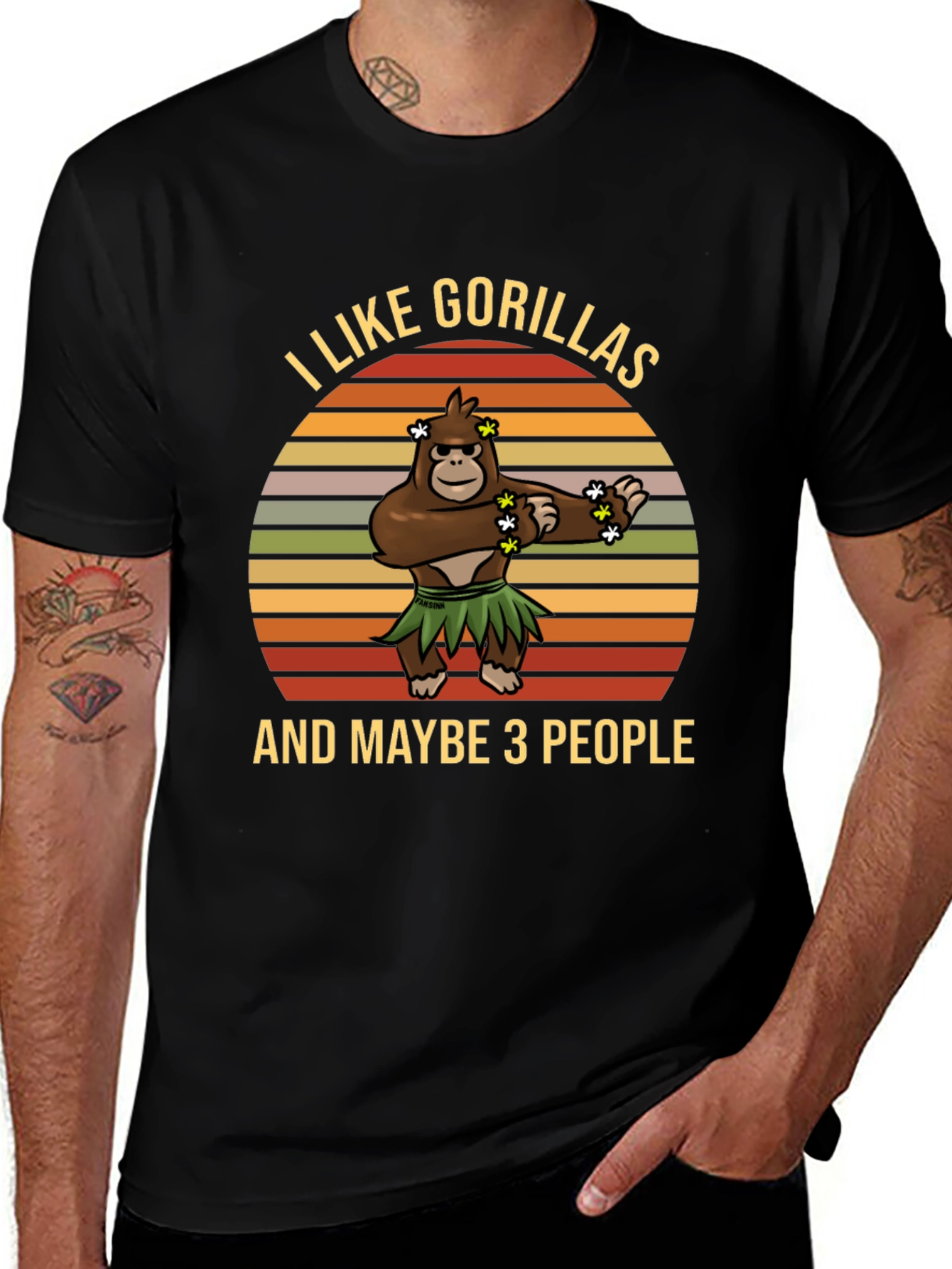 Variant 4 of I Like Gorillas & Maybe 3 People Graphic T-Shirt