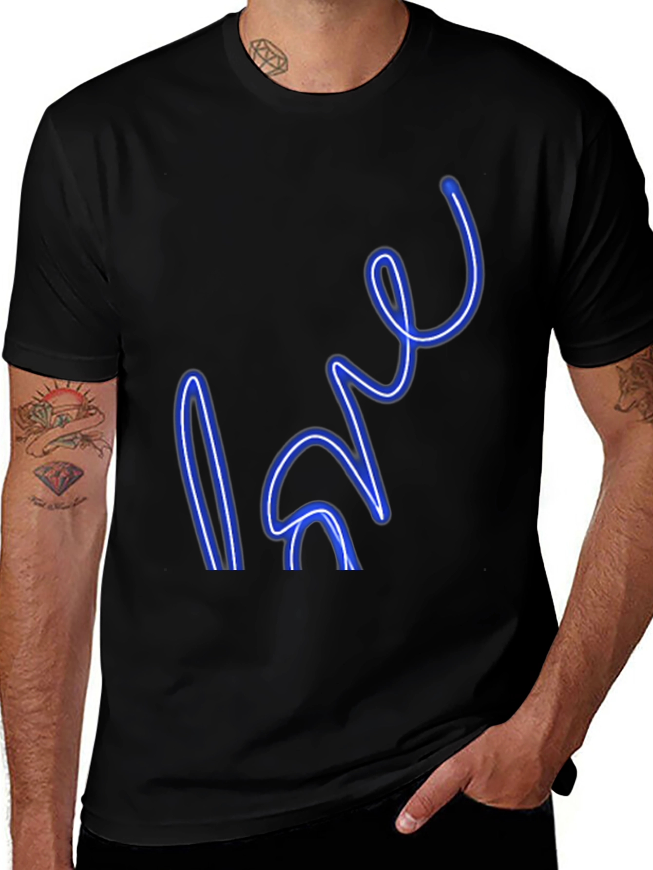 Variant 9 of Neon Love Graphic Black T-Shirt