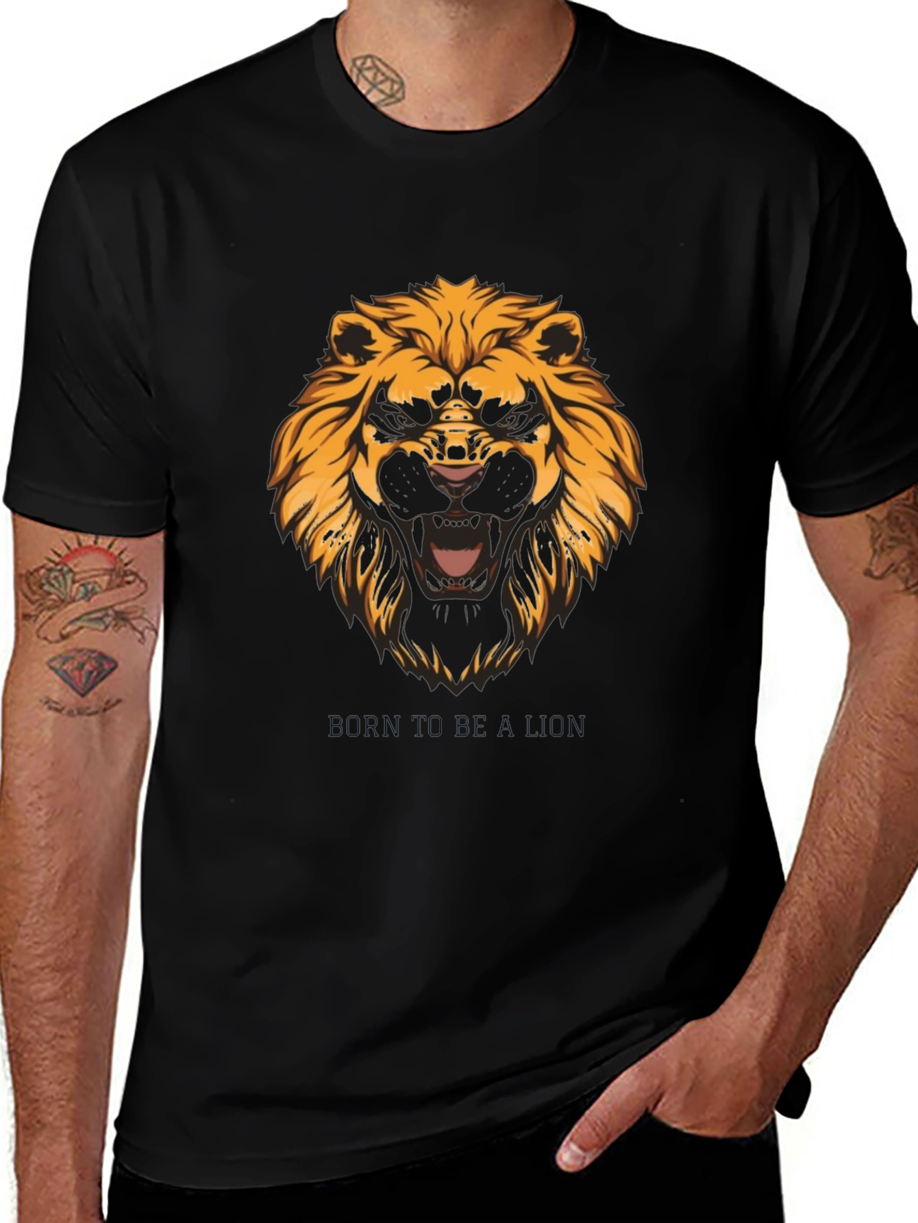 Variant 14 of Born to Be Lion Black Graphic Tee