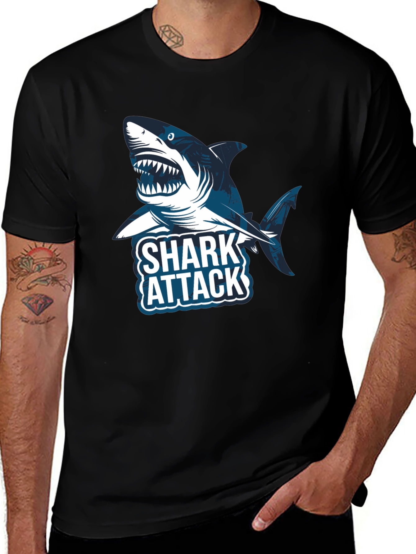 Shark Attack Graphic Tee -  Stylish Cotton T-Shirt