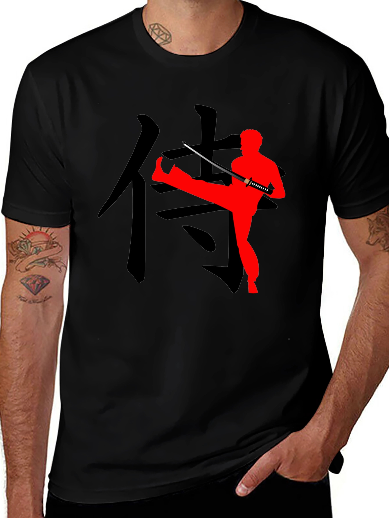 Variant 12 of Samurai Kick T-Shirt - Martial Arts Inspired Design