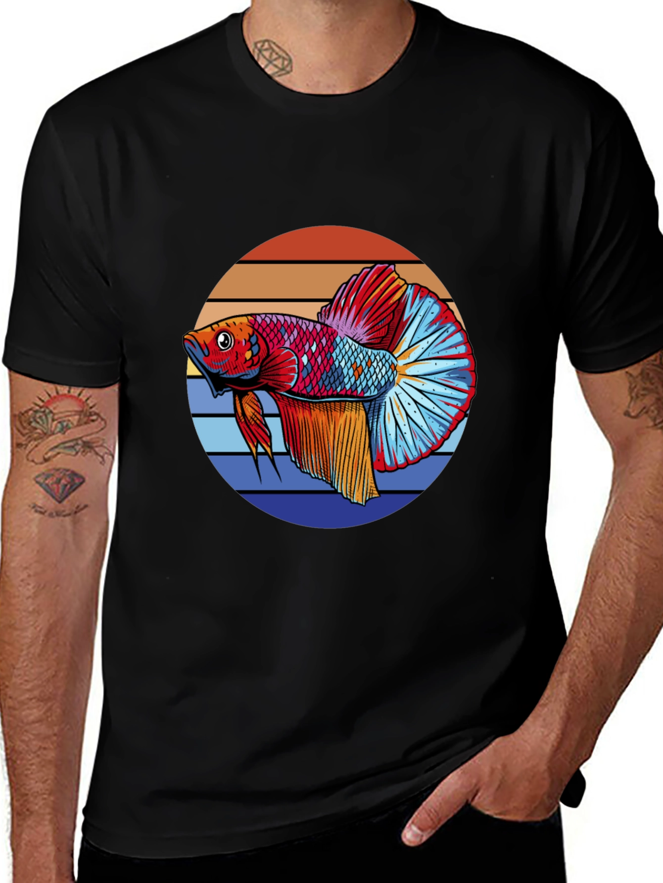 Variant 28 of Betta Fish Graphic T-Shirt - Retro Style