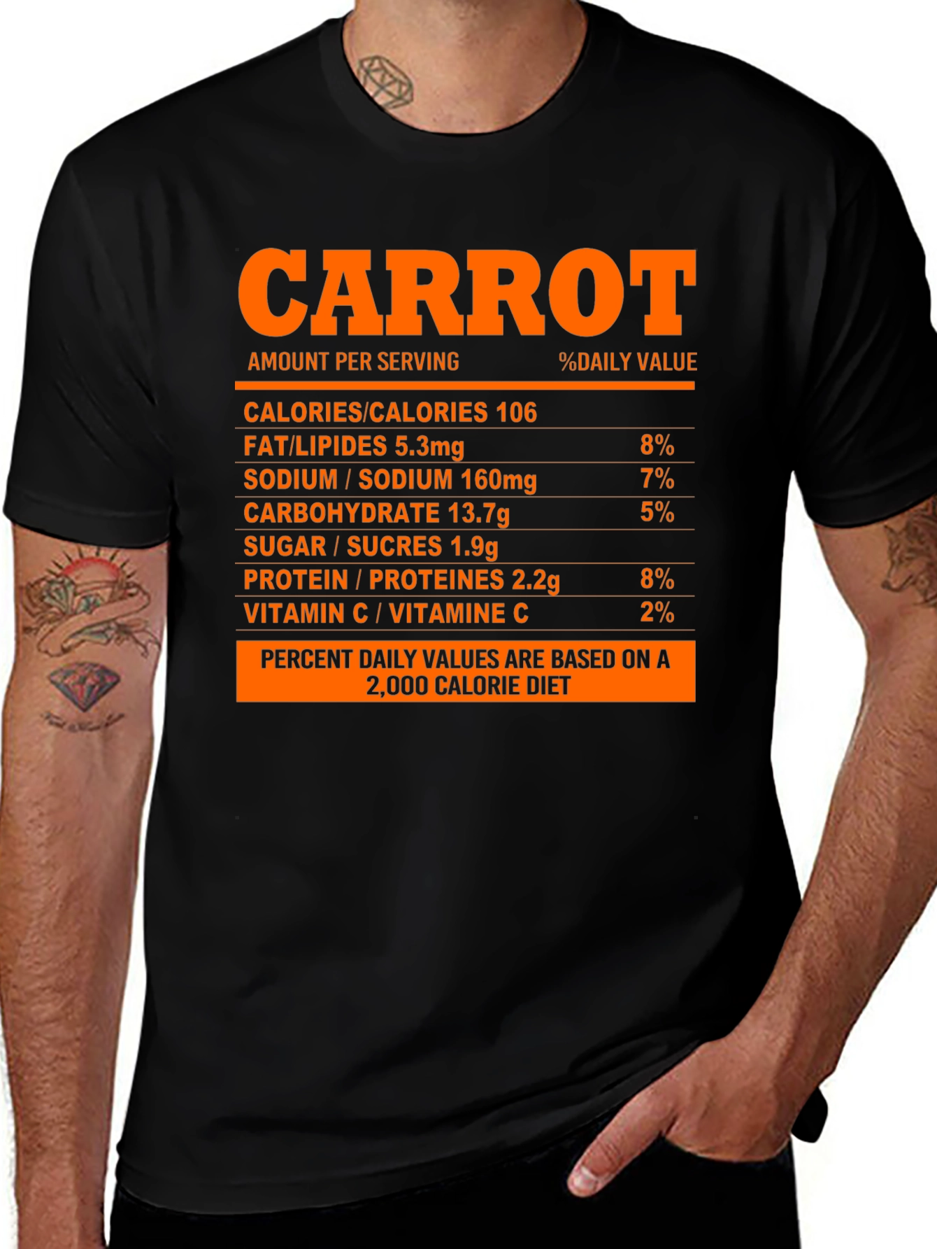 Variant 10 of Carrot Nutrition Facts T-Shirt - Funny Foodie Tee