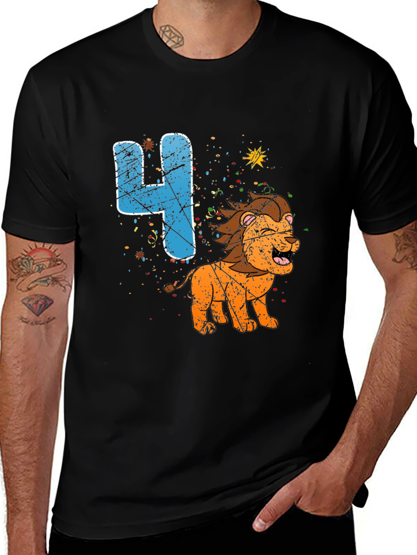 Variant 6 of Kids 4th Birthday Lion T-Shirt