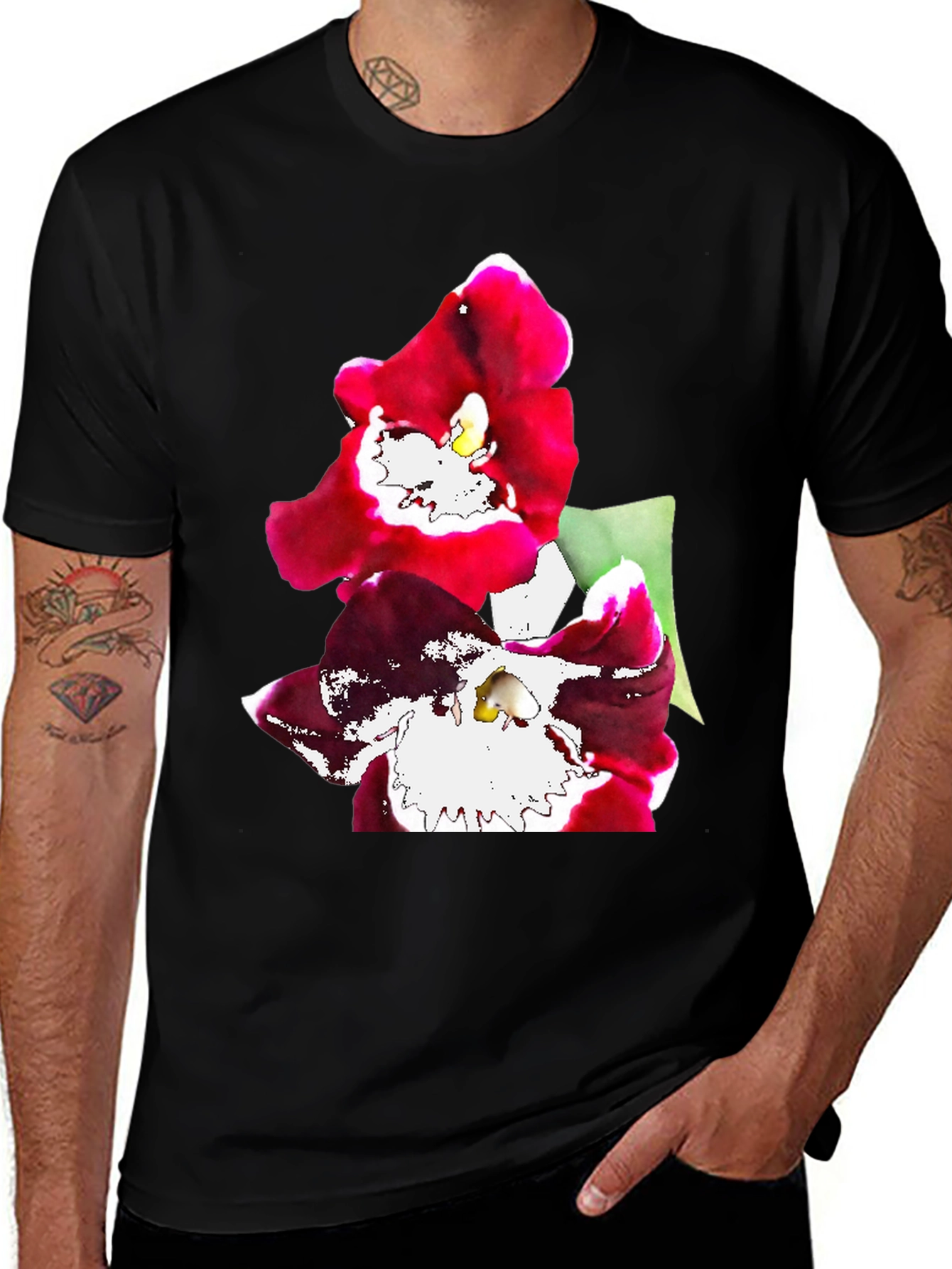 Variant 3 of Floral Print Black T-Shirt