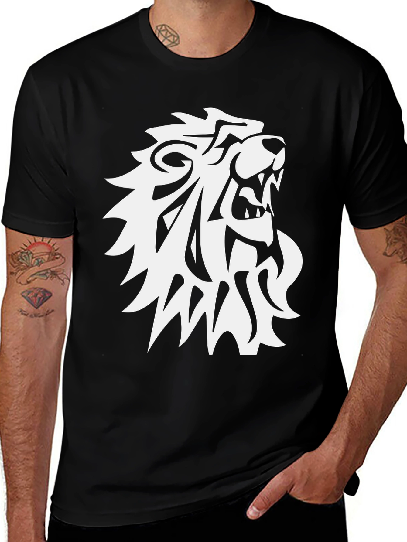 Variant 15 of Lion Graphic Tee - Men's Black T-Shirt