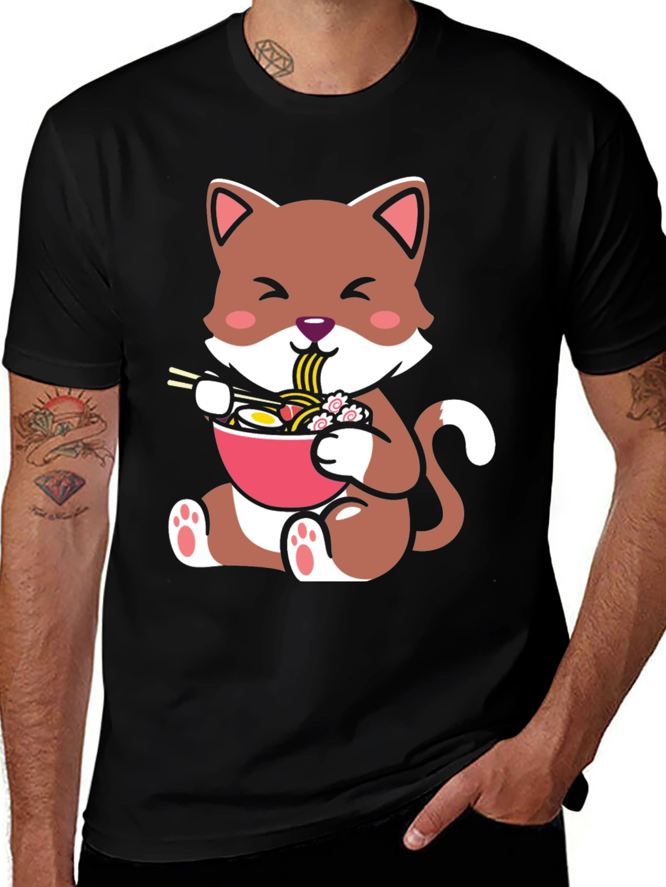 Variant 11 of Cute Cat Ramen Bowl Graphic Tee