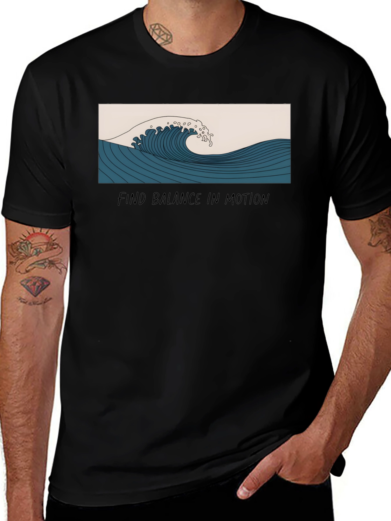Variant 26 of Wave Graphic T-Shirt - Find Balance in Motion