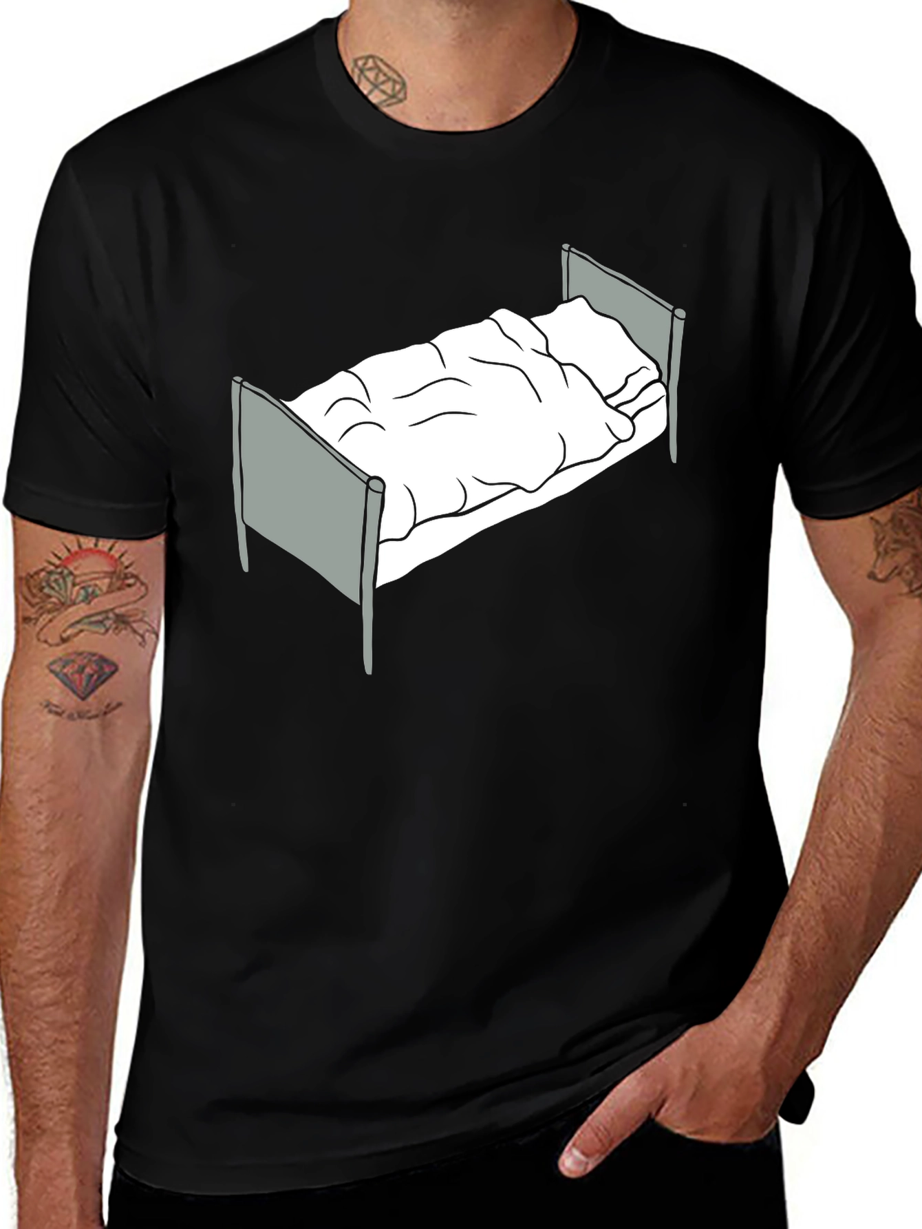 Variant 8 of Minimalist Bed Graphic Tee - Sleep In Style!