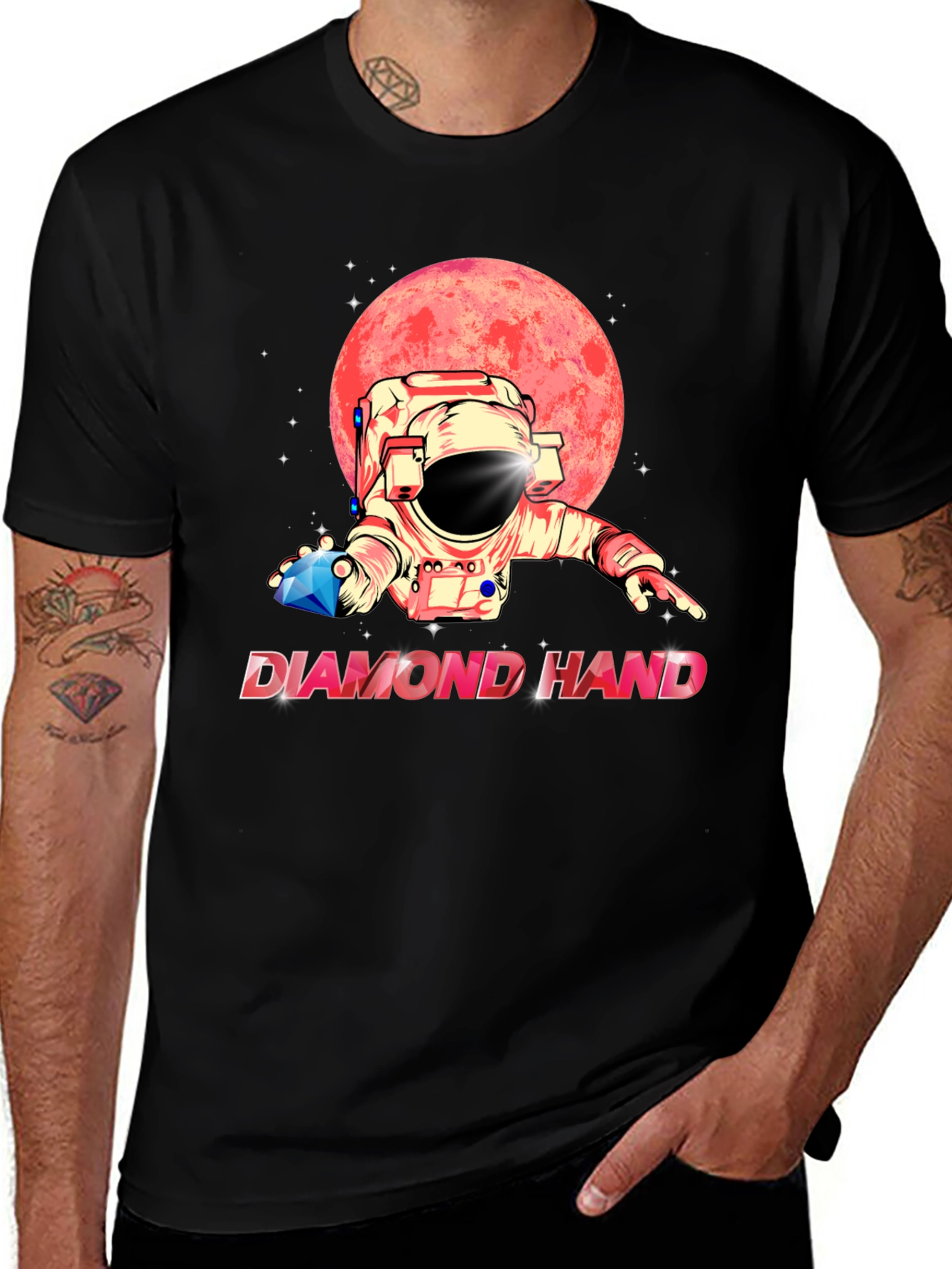 Variant 2 of Diamond Hand Astronaut Graphic T-Shirt