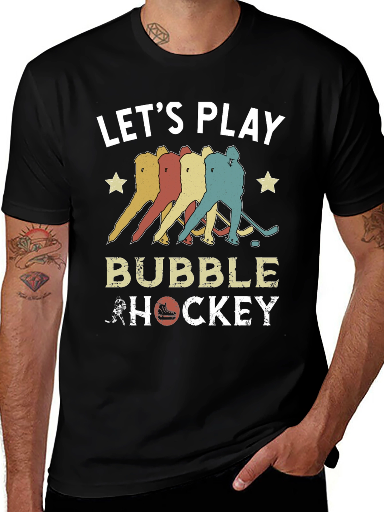 Variant 3 of Let's Play Bubble Hockey T-Shirt - Retro Design