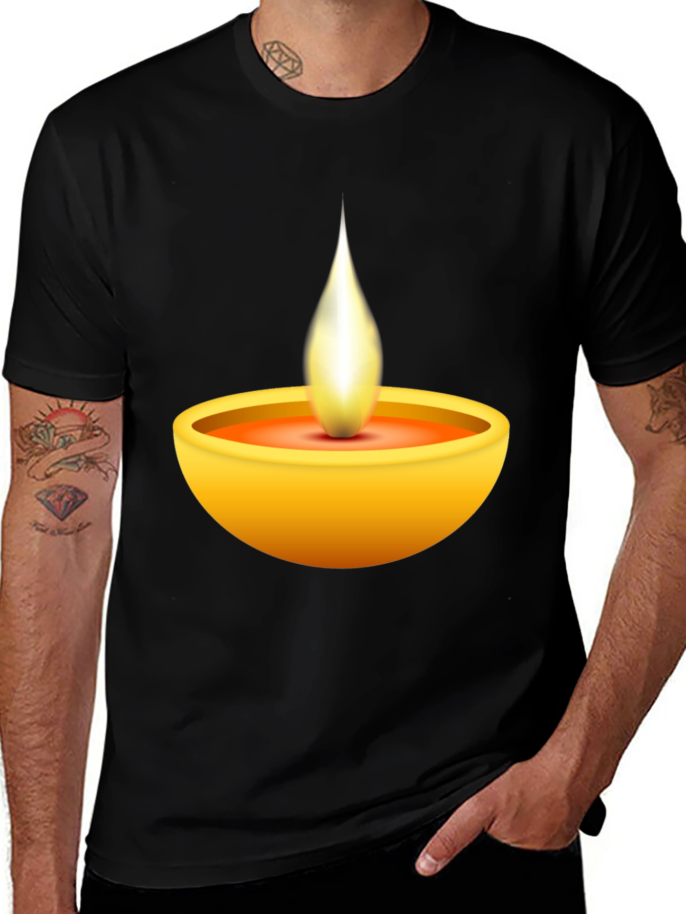 Diwali T-Shirt - Festive Lit Candle Design