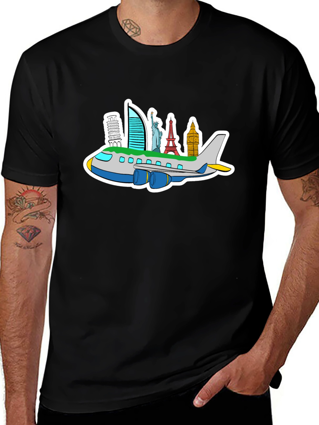 Variant 28 of World Traveler Tee: Landmark Airplane