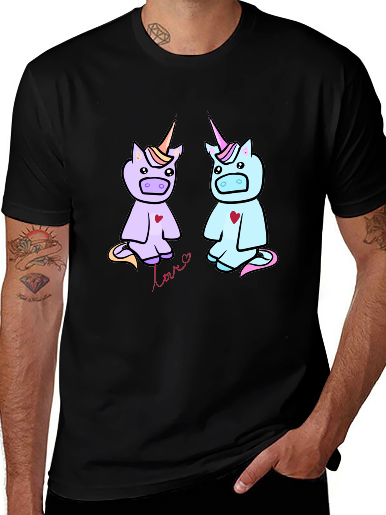 Variant 19 of Unicorn Love Graphic Tee - Black