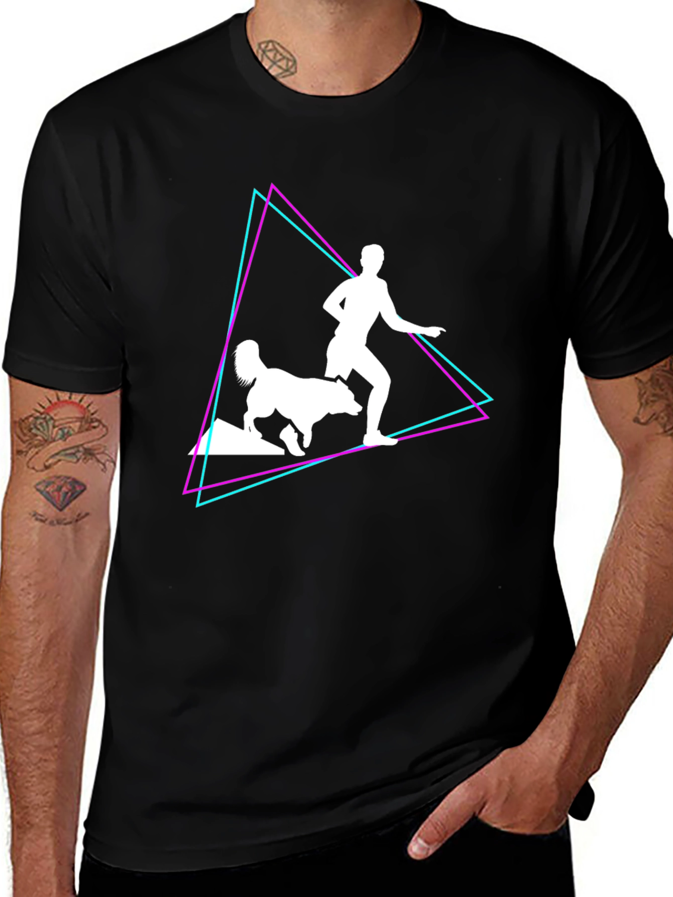 Variant 2 of Retro Runner T-Shirt: Man and Dog Graphic Tee