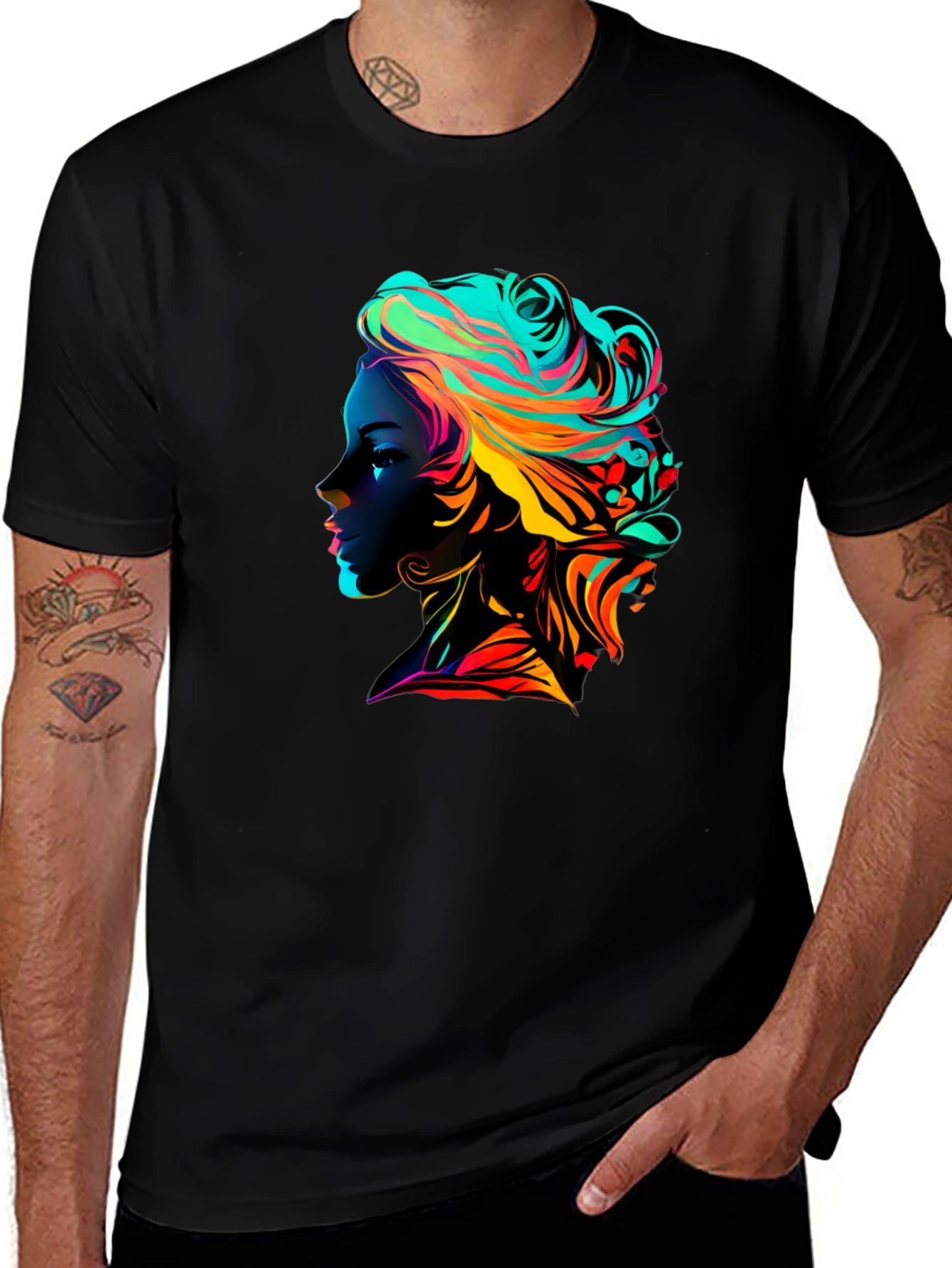 Variant 13 of Vibrant Woman Portrait Black T-Shirt