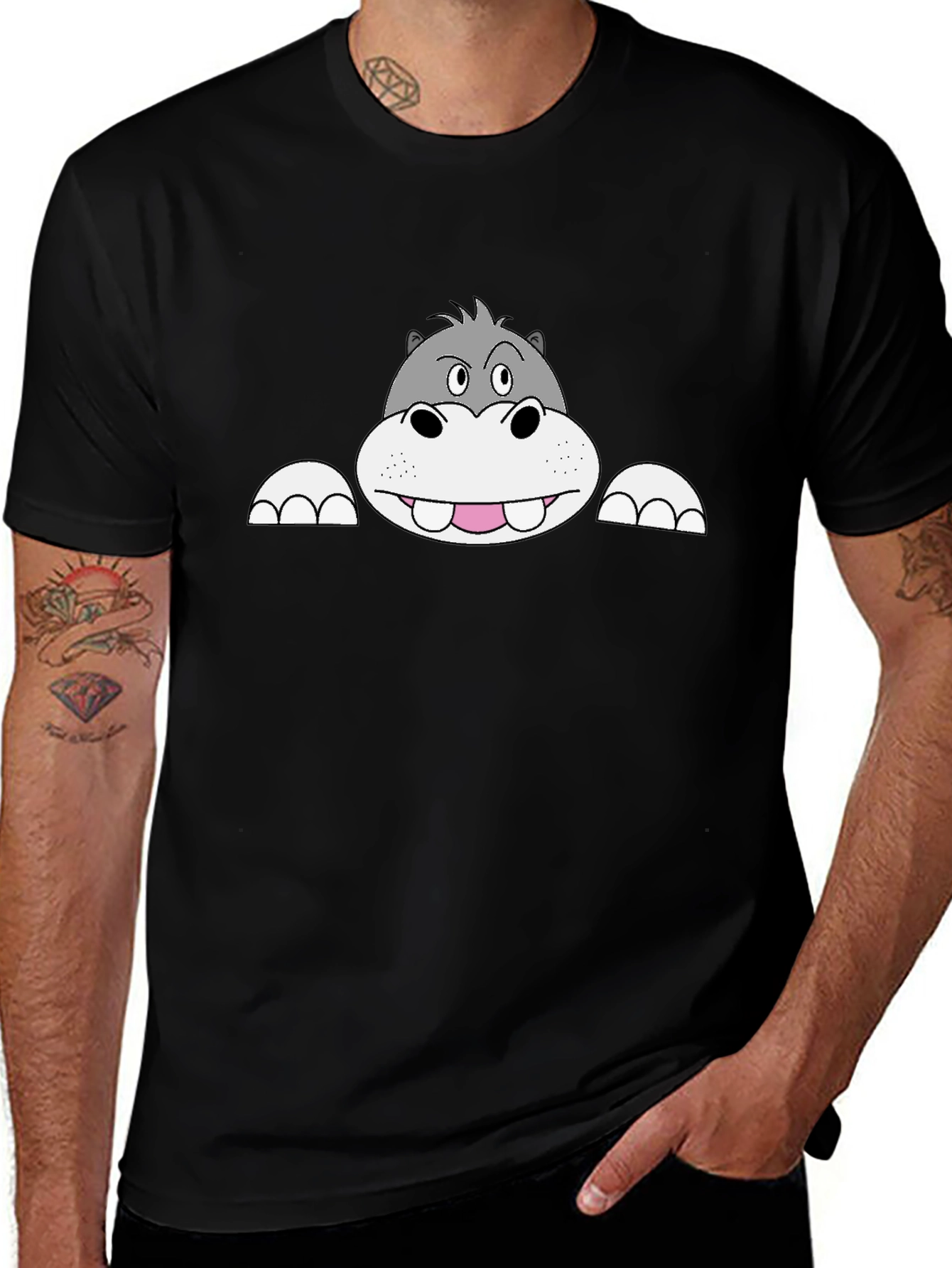Variant 28 of Hippo Graphic Black T-Shirt