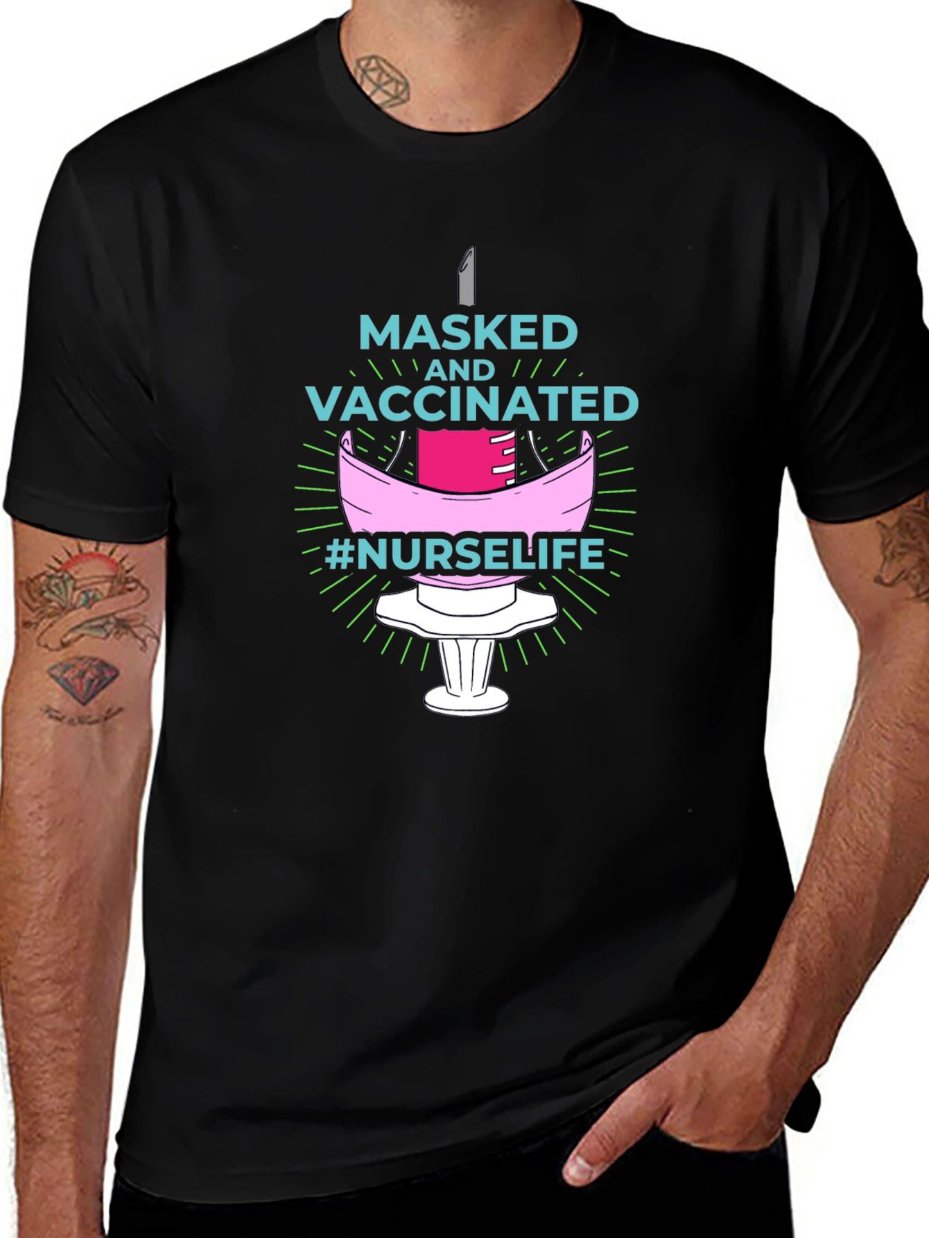Masked and Vaccinated Nurse Life T-Shirt