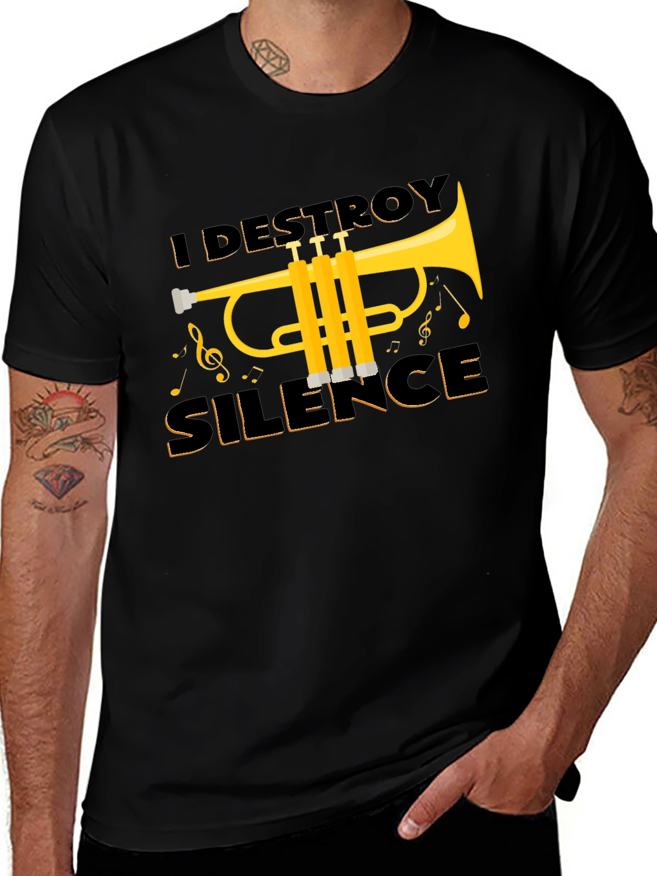 Variant 8 of I Destroy Silence Trumpet T-Shirt
