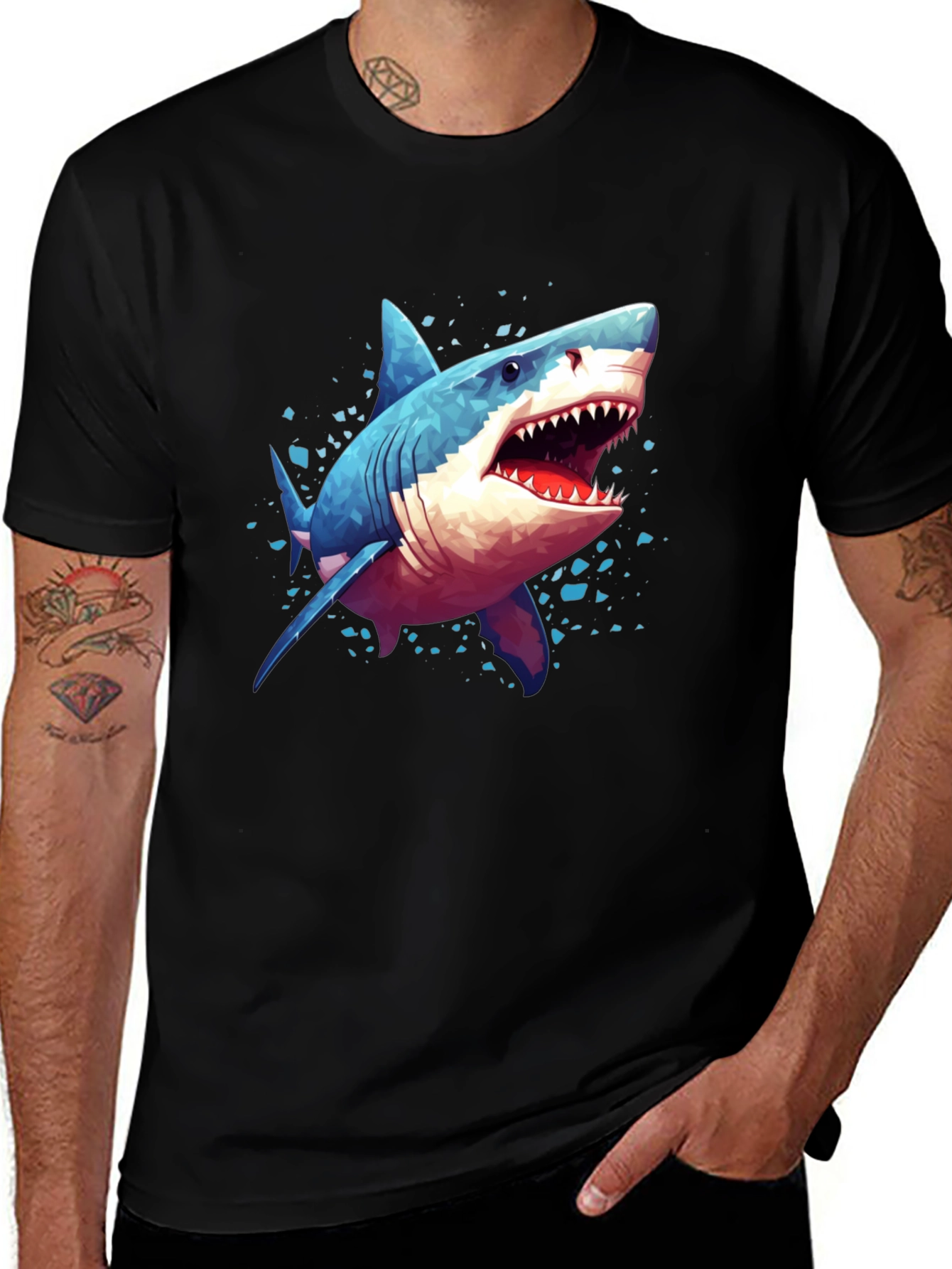Black Shark Graphic Tee - Black Cotton main image