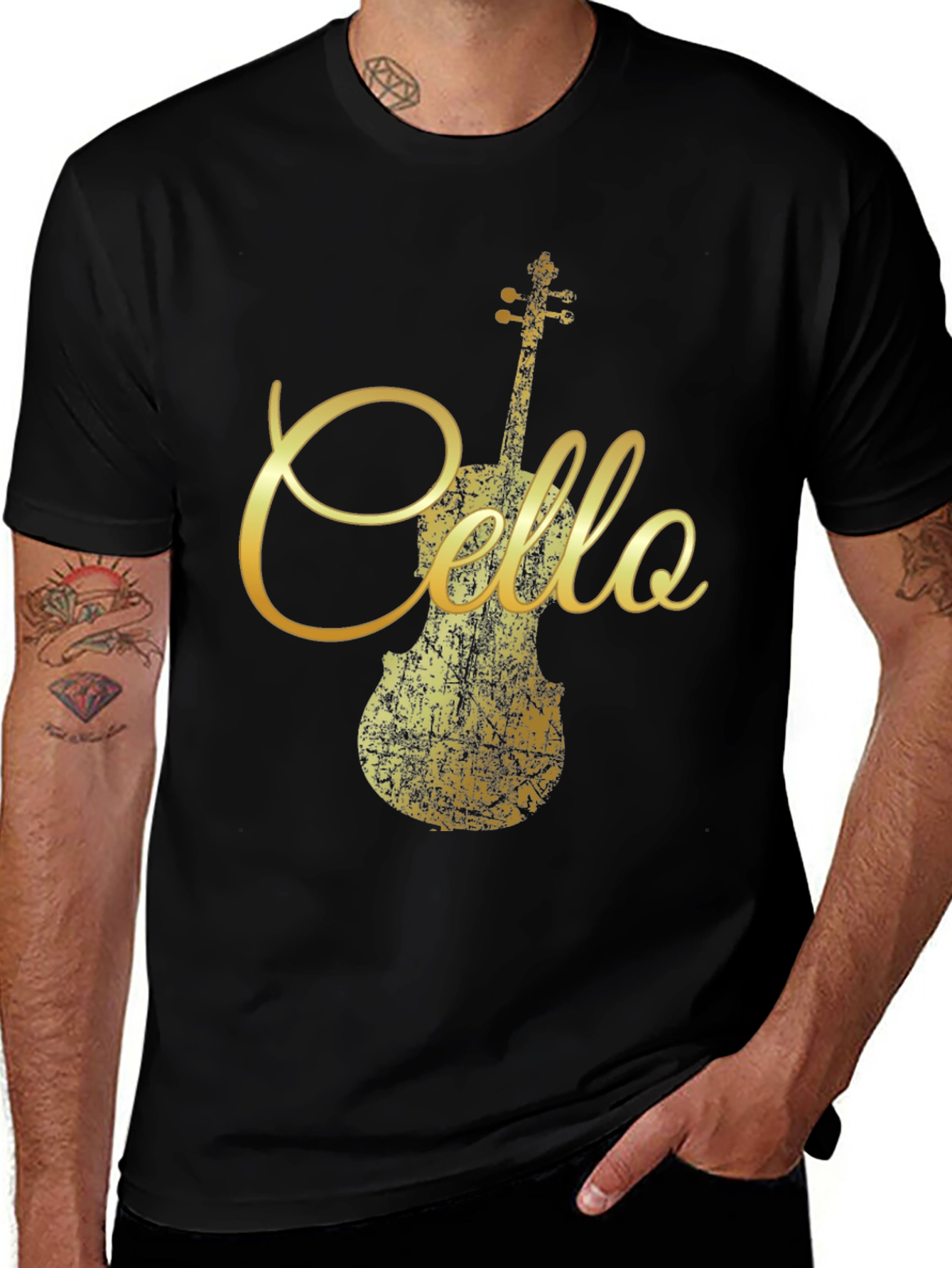 Variant 29 of Cello Graphic Tee - Vintage Style Black T-Shirt