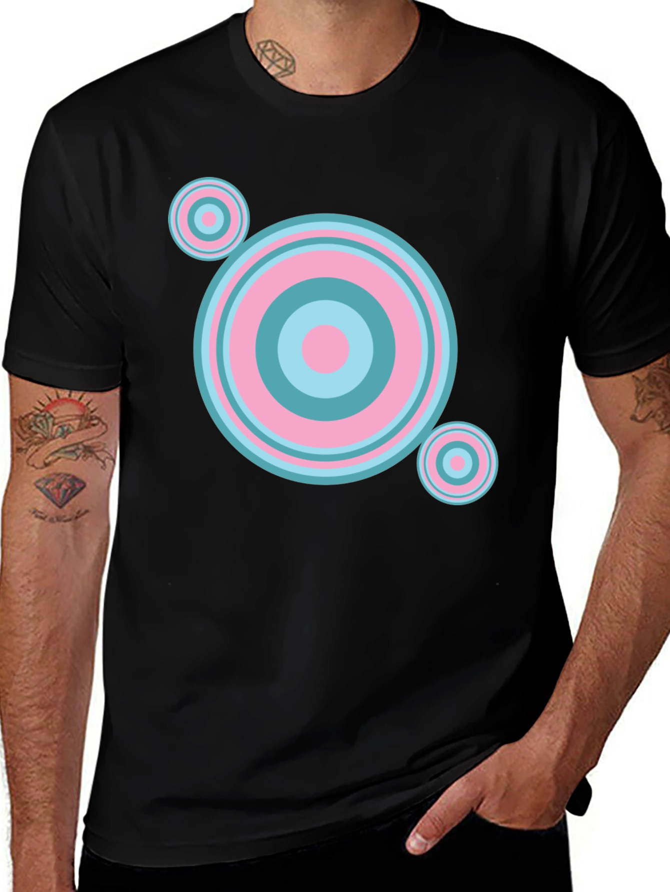 Variant 6 of Retro Circle Design Black T-Shirt