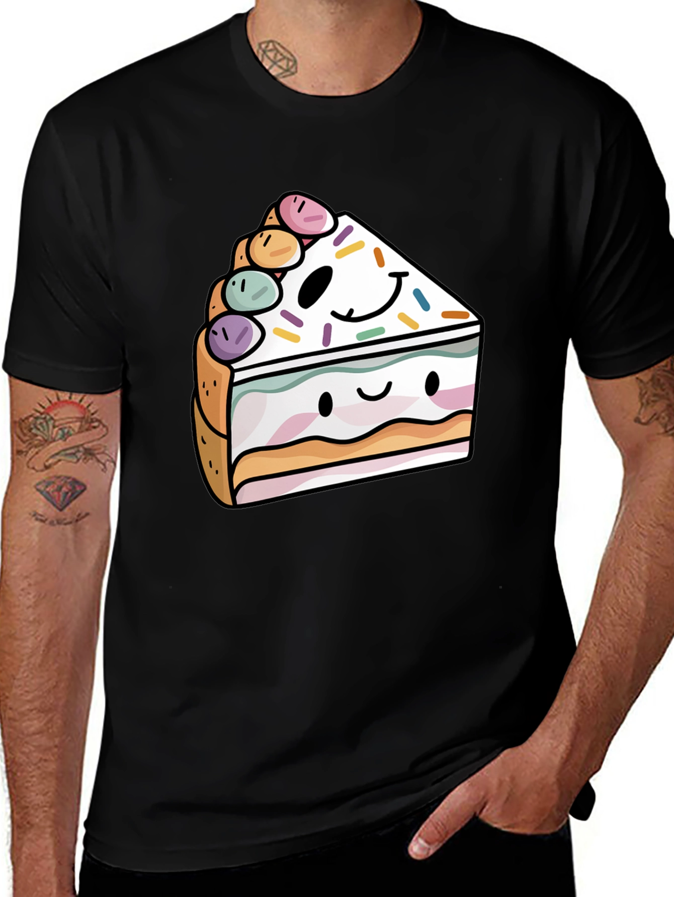 Variant 9 of Cake Slice Graphic Black T-Shirt
