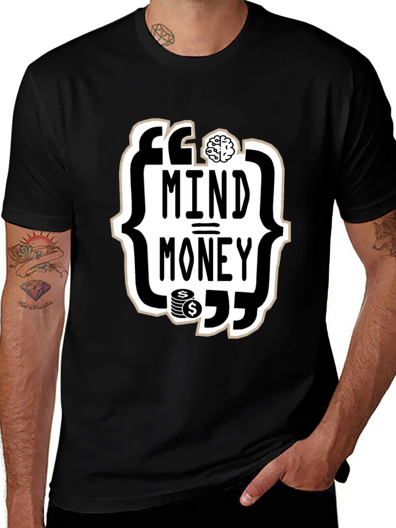 Variant 25 of Mind Over Money Graphic Tee - Black Cotton T-Shirt