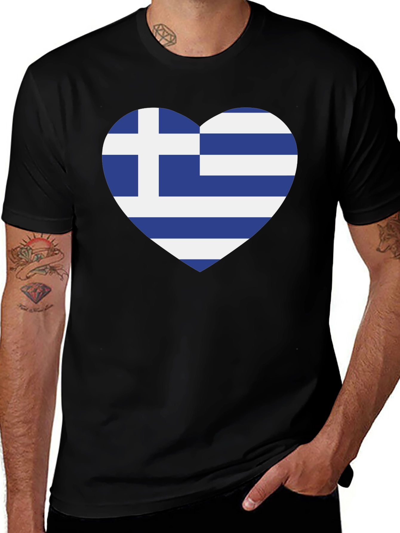 Variant 11 of Greece Flag Heart T-Shirt - Show Your Love!