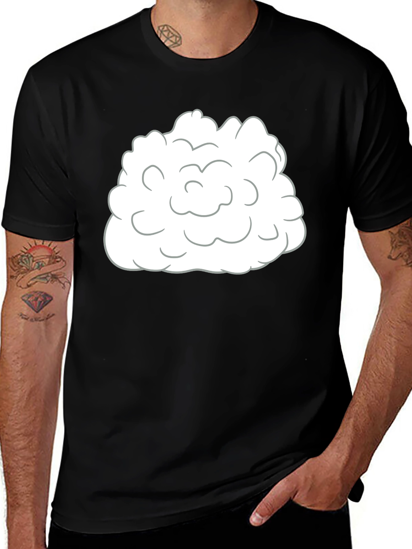 Variant 23 of Cartoon Cloud Graphic T-Shirt - Black