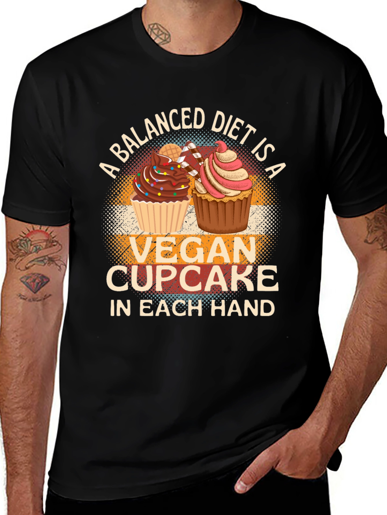 Variant 15 of Vegan Cupcake Balanced Diet T-Shirt