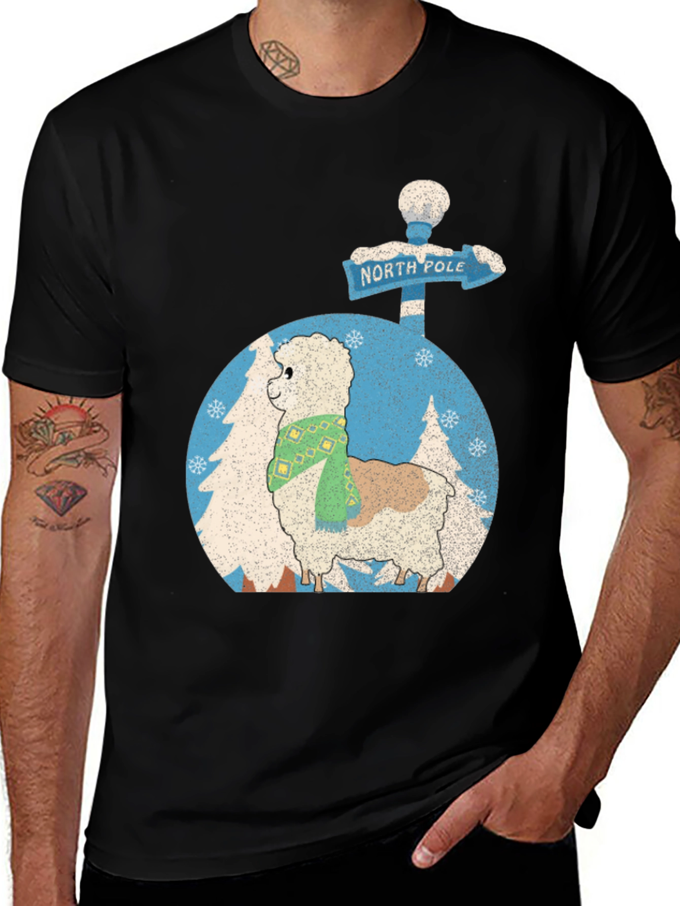 Alpaca North Pole Christmas Tee