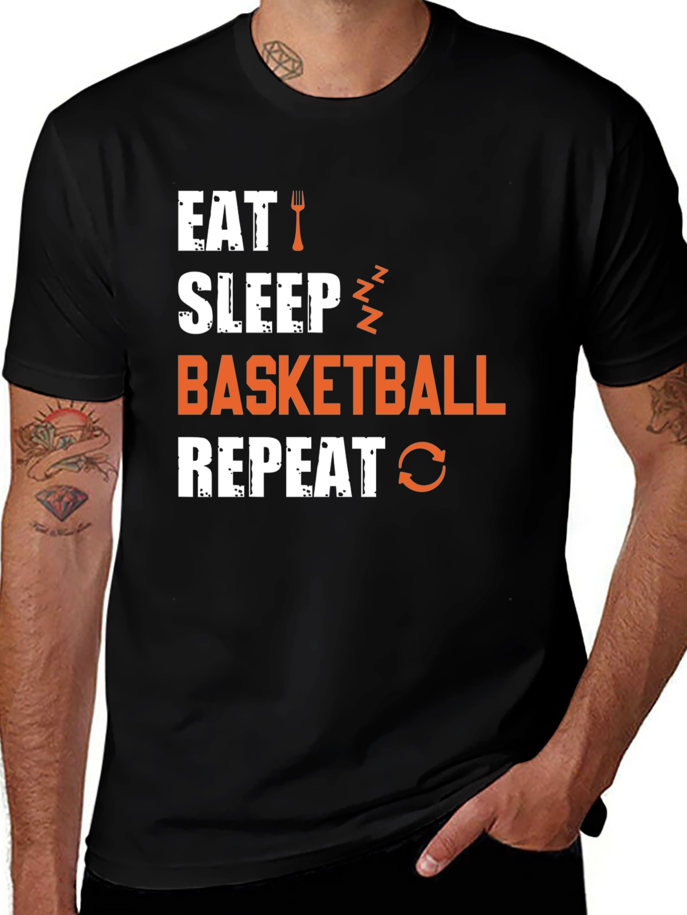 Variant 13 of Eat Sleep Basketball Repeat Graphic Tee