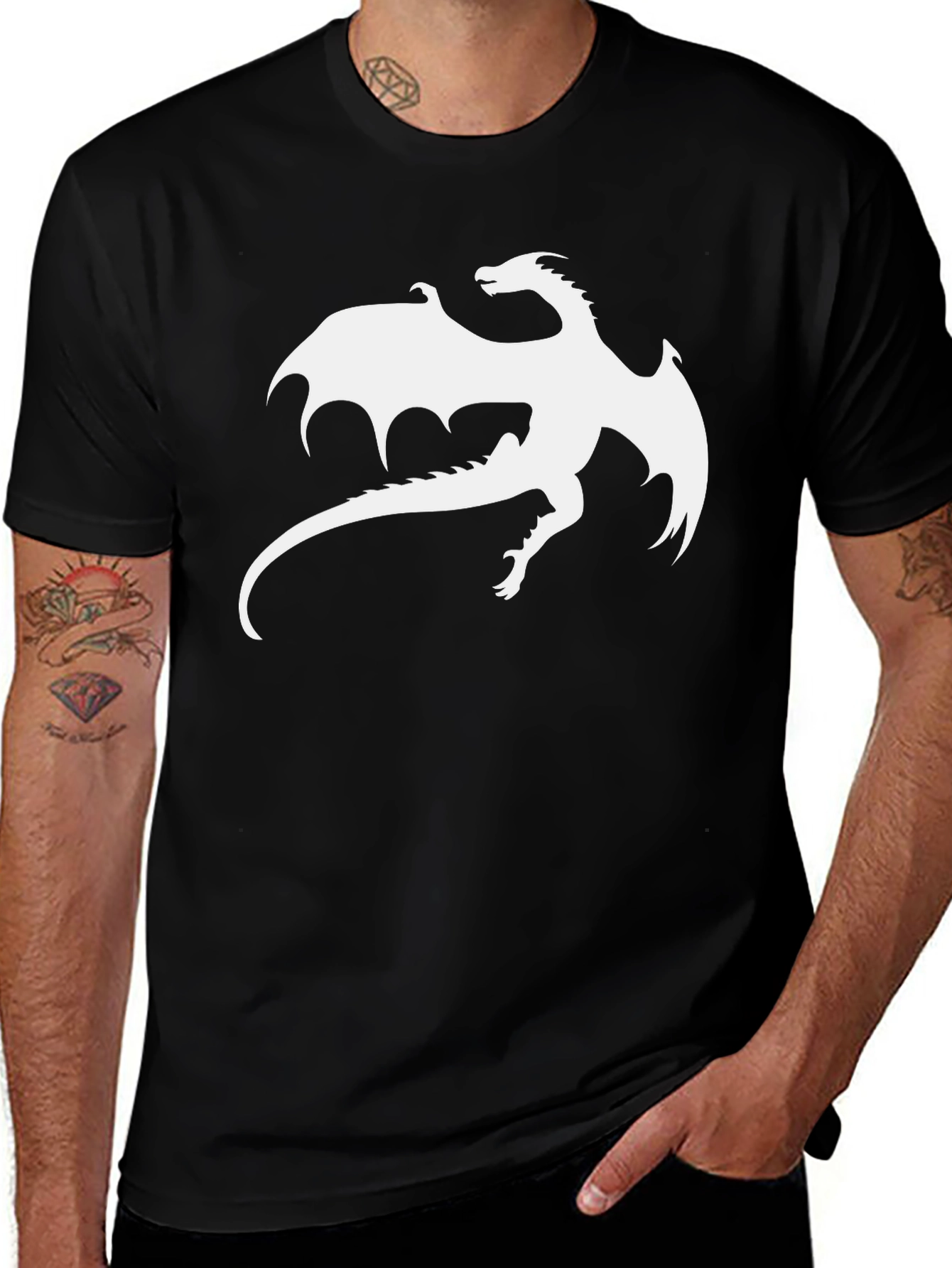 Variant 8 of Dragon Graphic Tee - Black Cotton T-Shirt