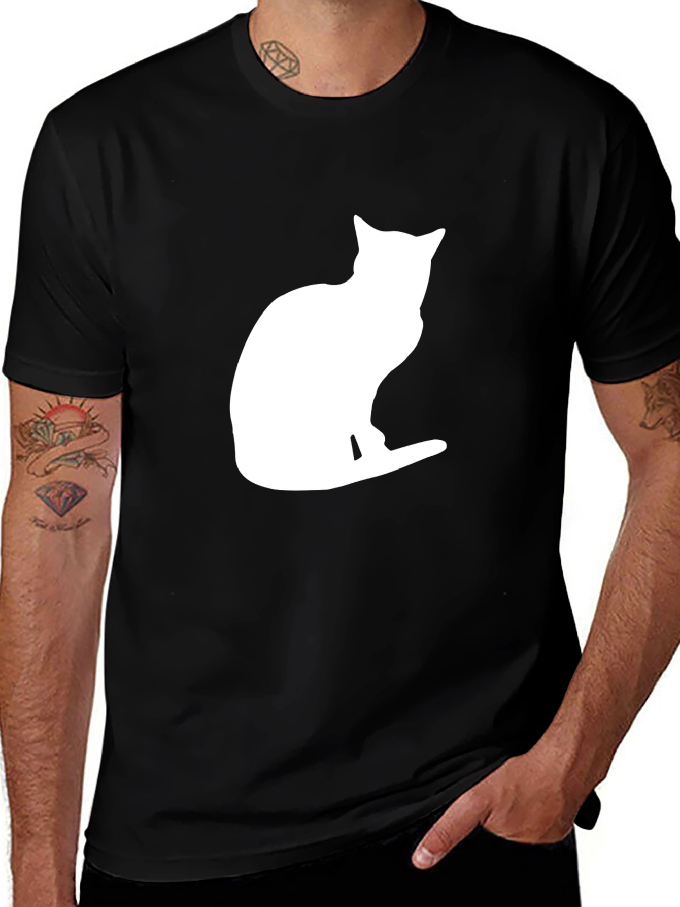 Variant 16 of Cool Cat Silhouette Black T-Shirt