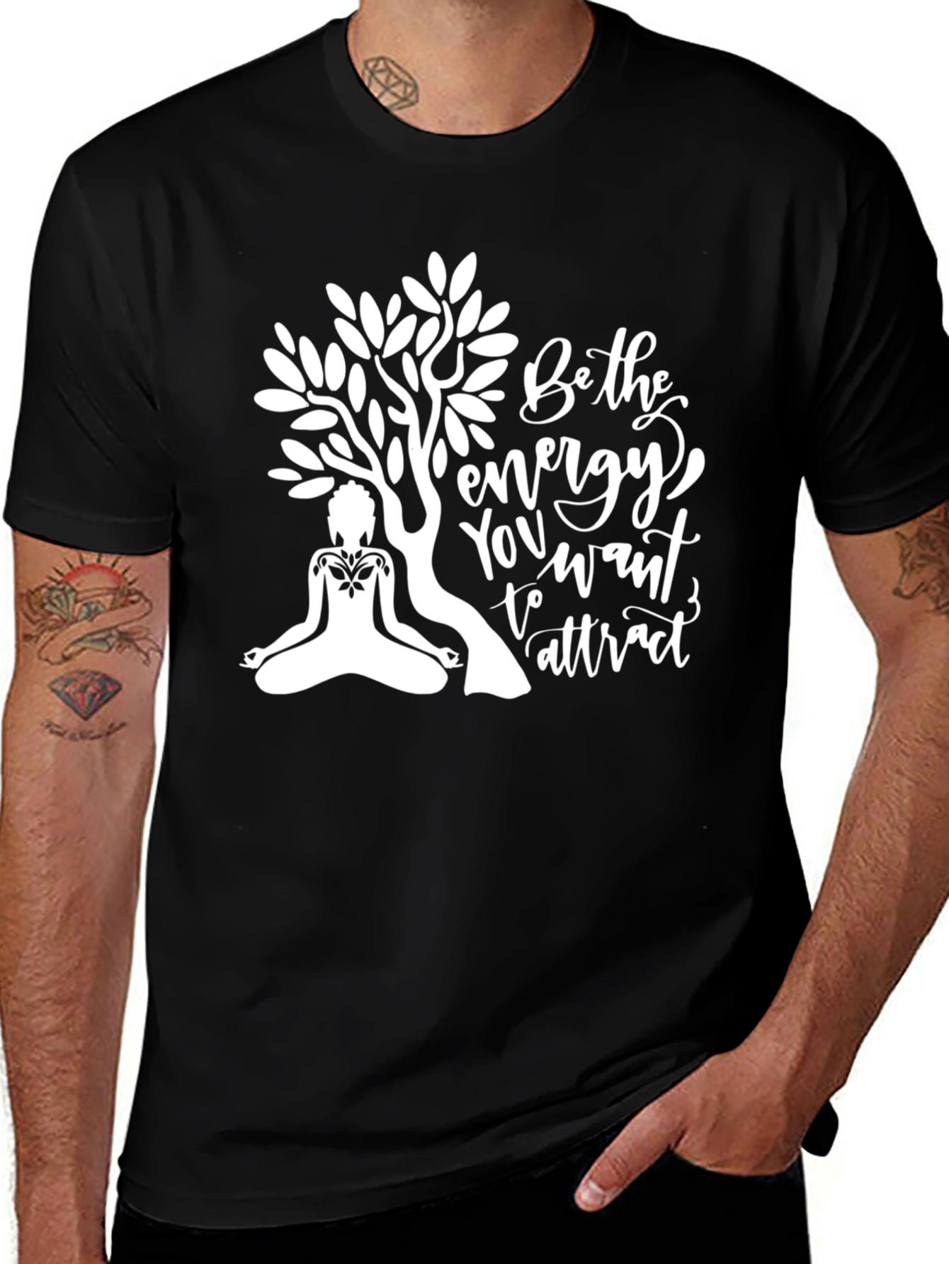 Variant 11 of Be The Energy T-Shirt: Zen Meditation Tree Design