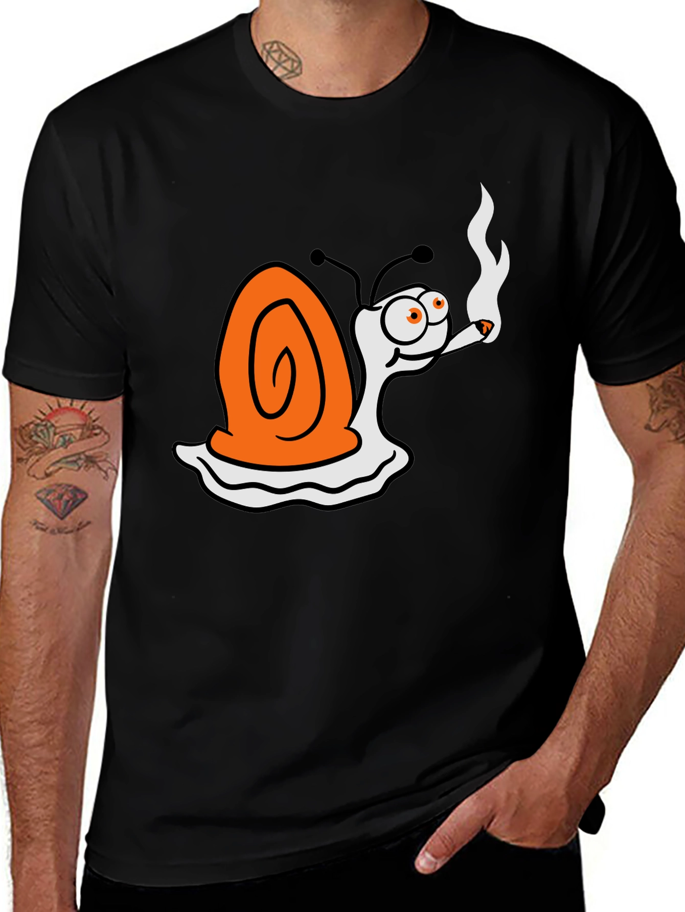 Variant 15 of Smoking Snail Graphic T-Shirt - Black