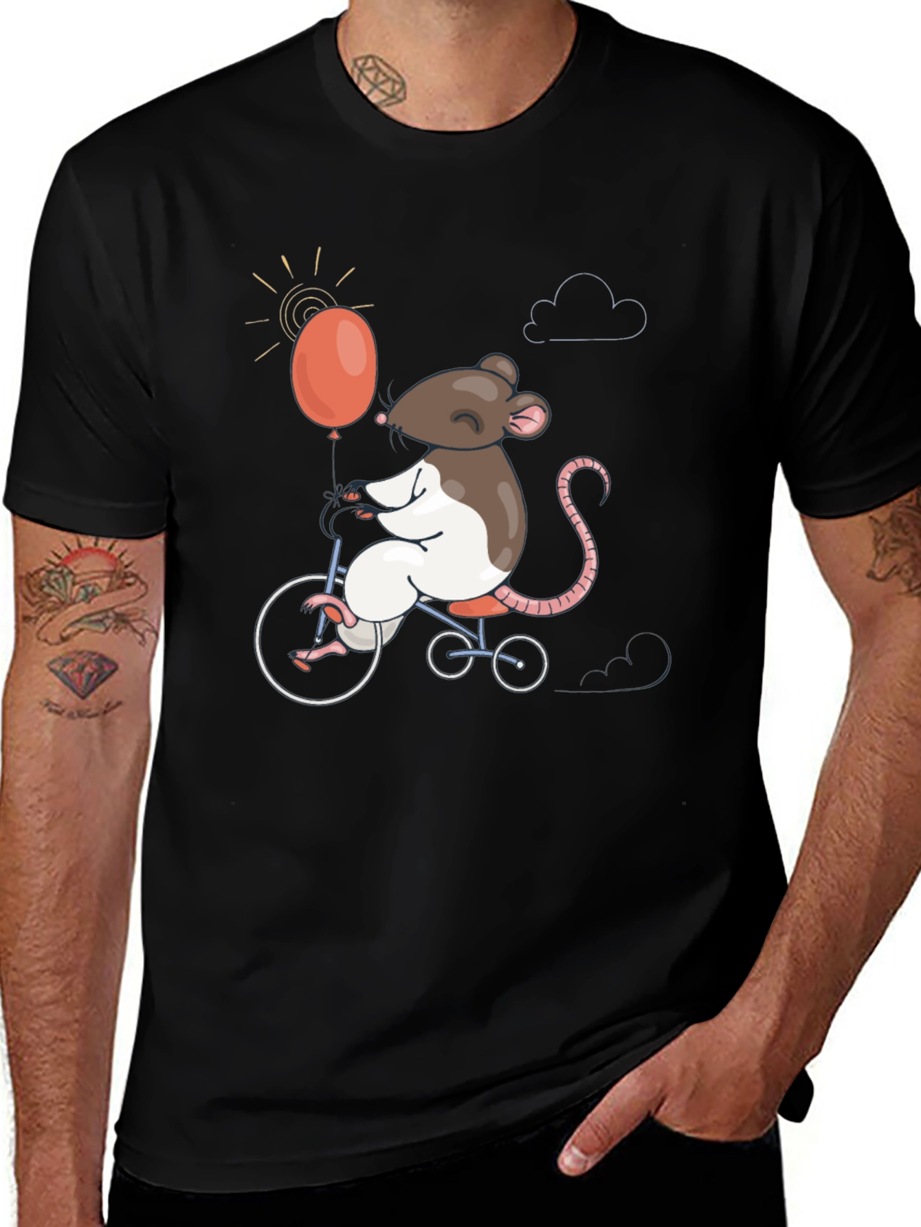 Variant 2 of Cartoon Mouse on Bike Graphic Tee