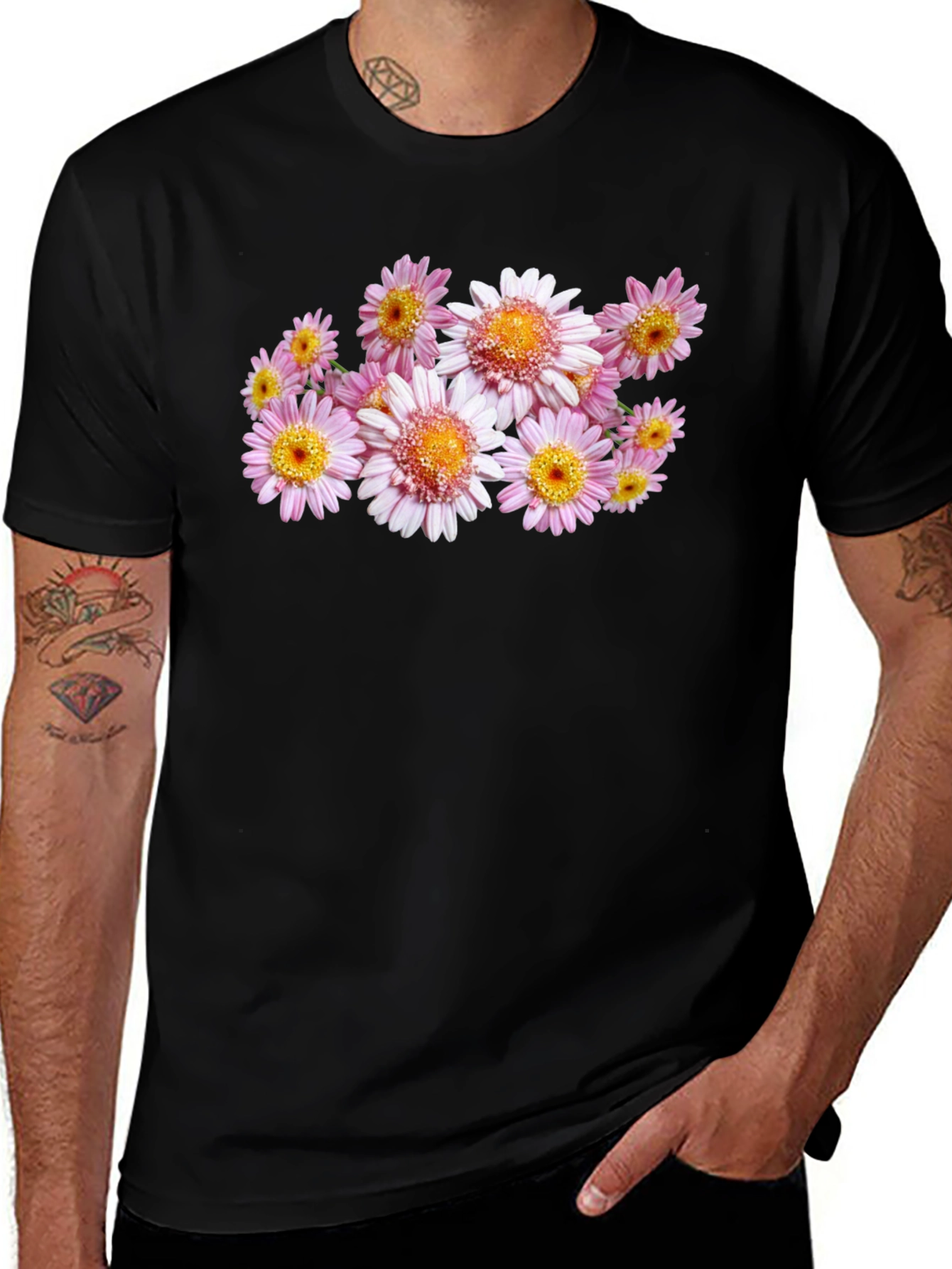 Variant 28 of Floral Print Black T-Shirt